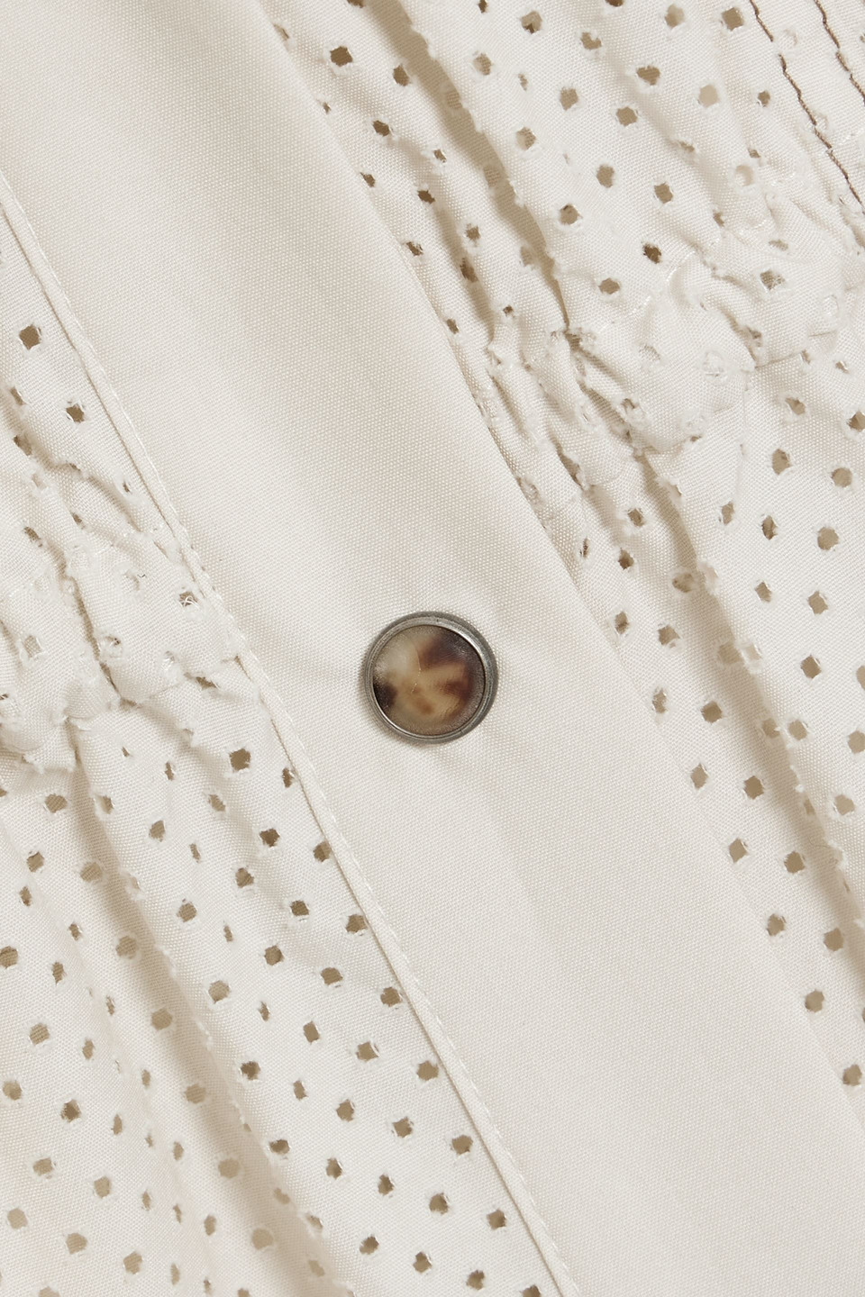 Brunello Cucinelli Perforated Cotton-poplin Shirt In Ecru