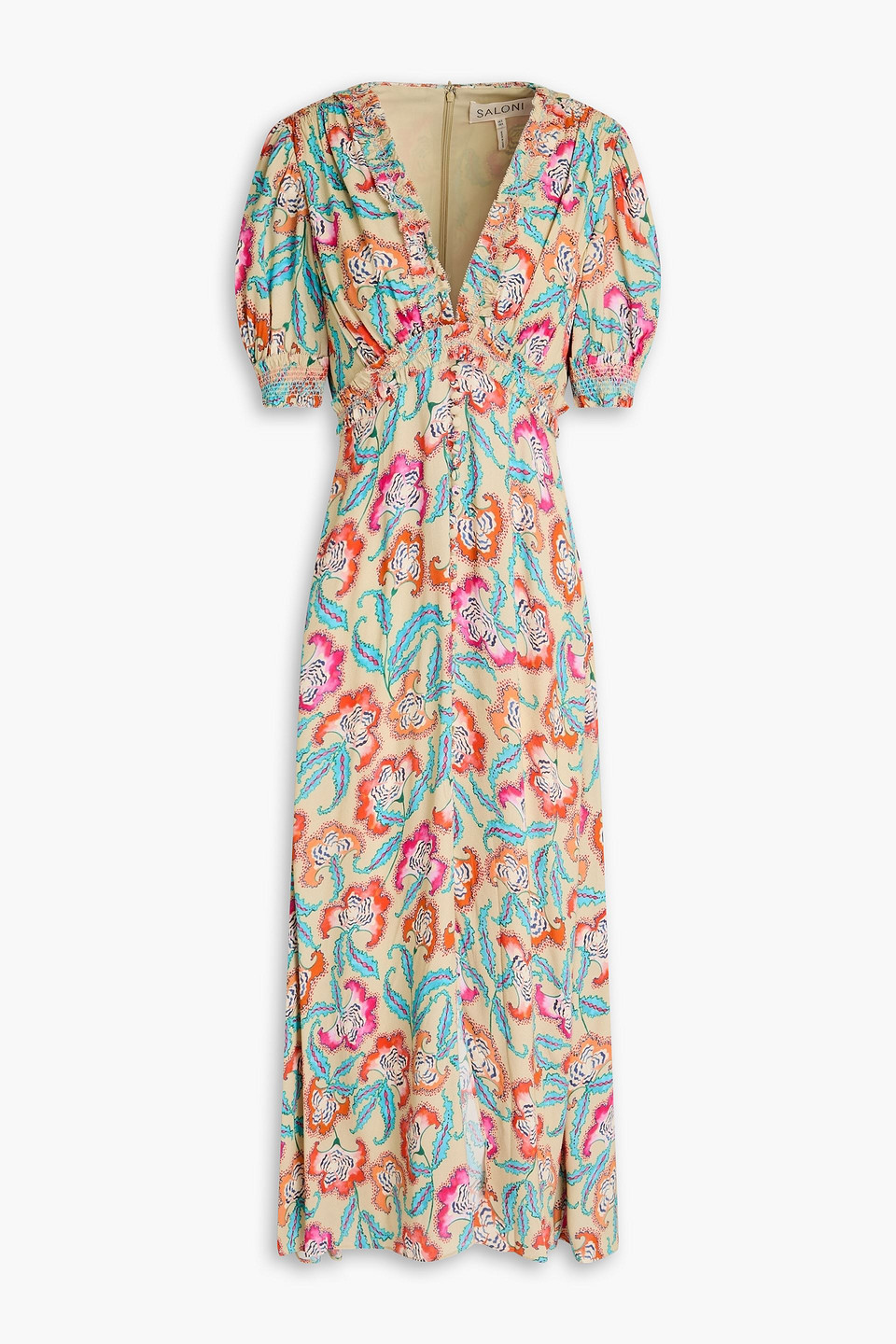 Saloni Lea Paisley-print Maxi Dress In Sage Green