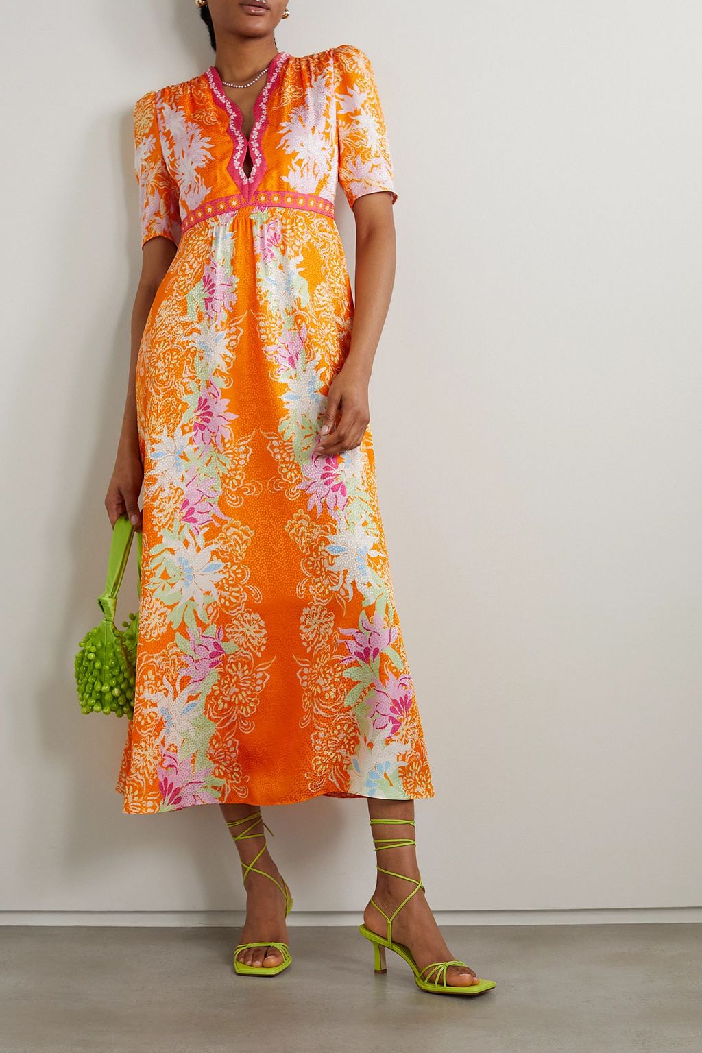 SALONI Tabitha floral-print silk midi dress