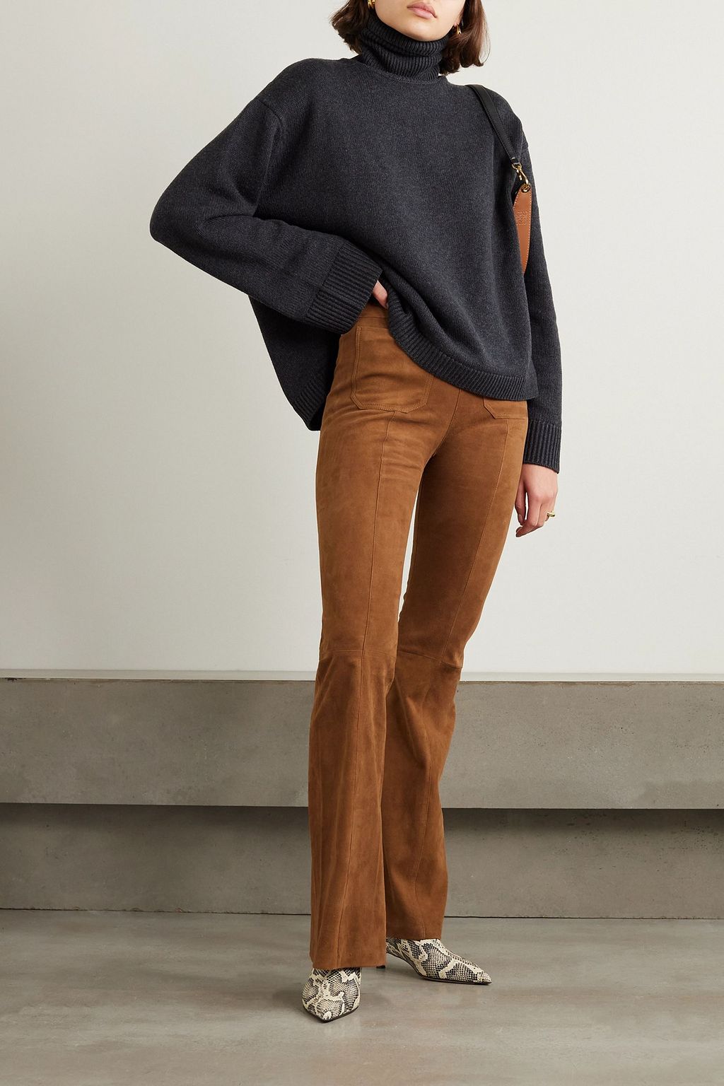 SPRWMN Stretch-suede flared pants