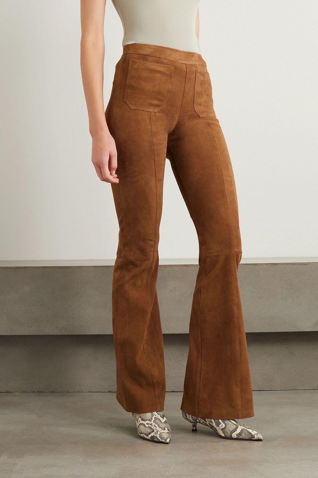 SPRWMN Stretch-suede flared pants