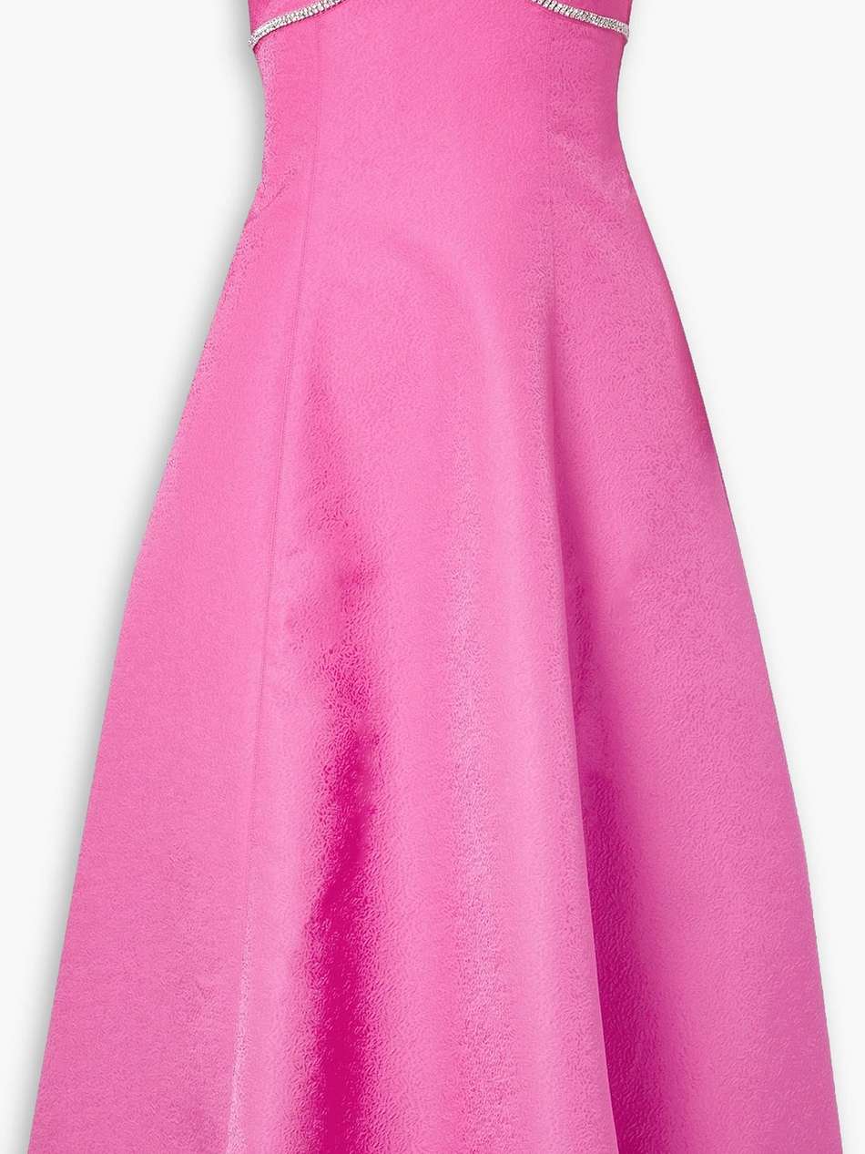 off-the-shoulder crystal-embellished brocade midi dress