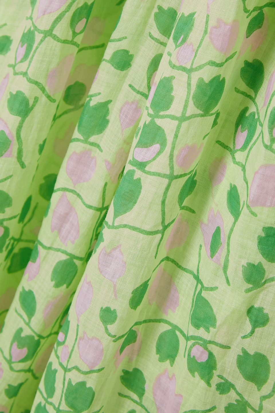 Yvonne S Marie Antoinette Ruffled Tiered Floral-print Linen Maxi Dress In Green