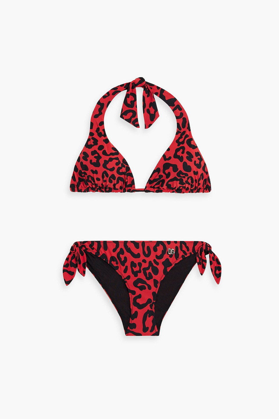 Dolce & Gabbana Leopard-print Triangle Bikini In Brick