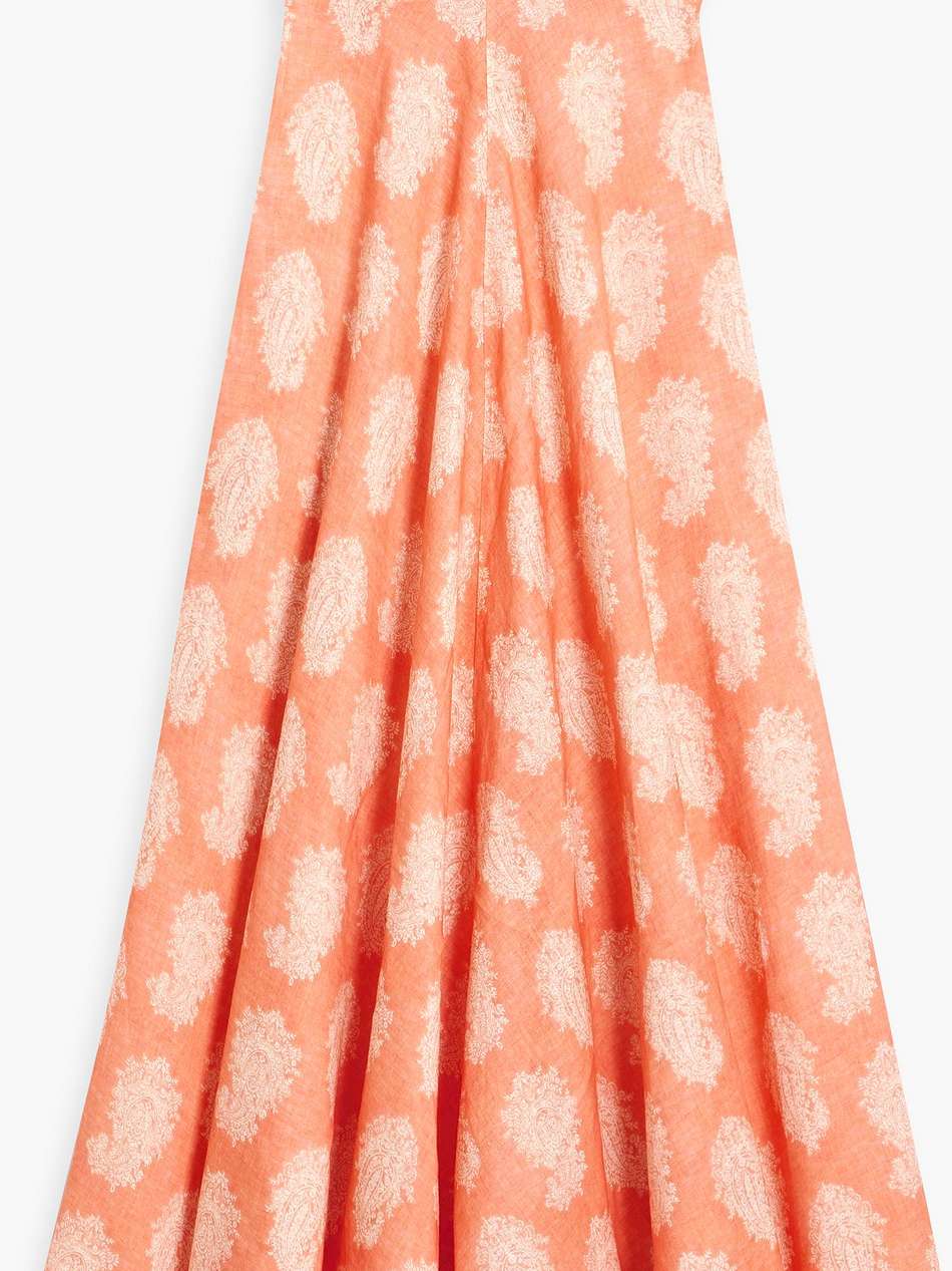 strapless paisley-print linen midi dress