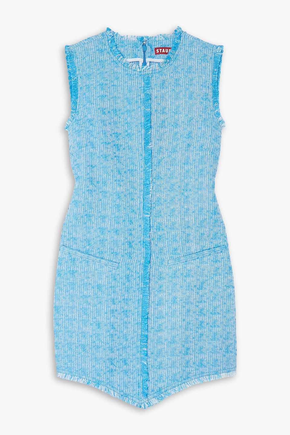 Staud Sleeveless Tweed Mini Dress In Azure