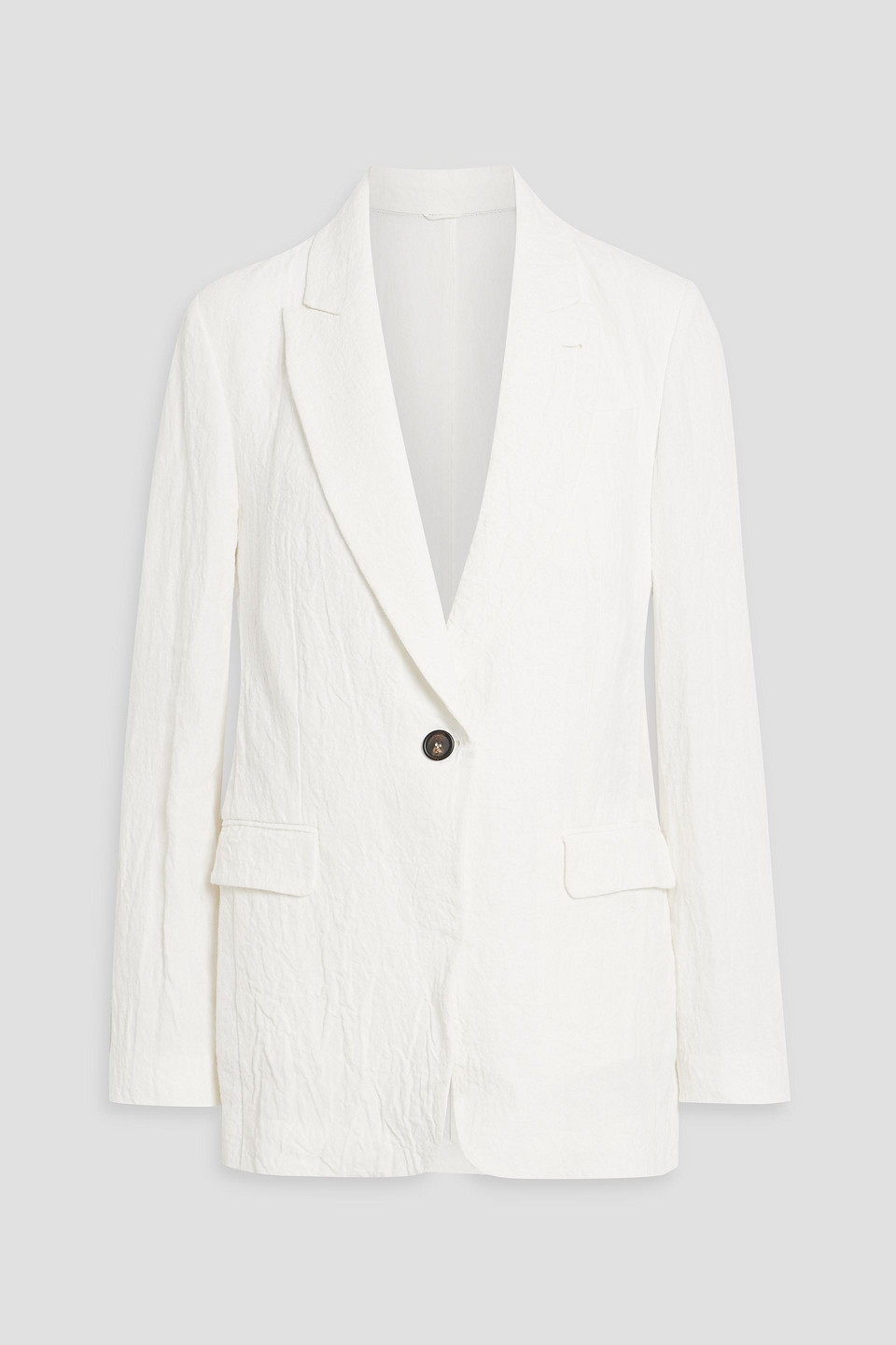 Brunello Cucinelli Crinkled Linen Blazer In Ivory