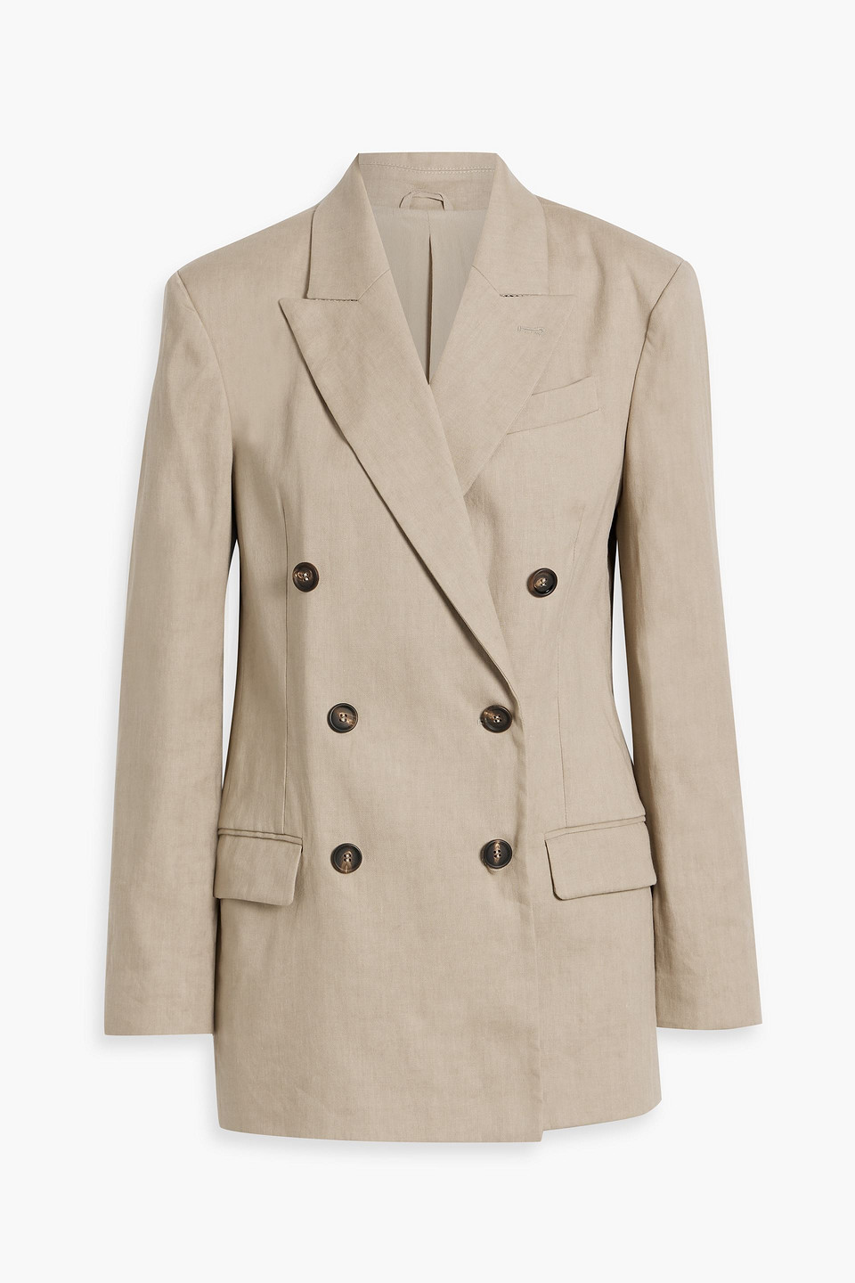 Brunello Cucinelli Double-breasted Linen-blend Blazer In Neutral