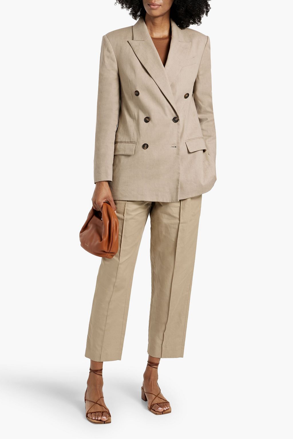 BRUNELLO CUCINELLI Double-breasted linen-blend blazer