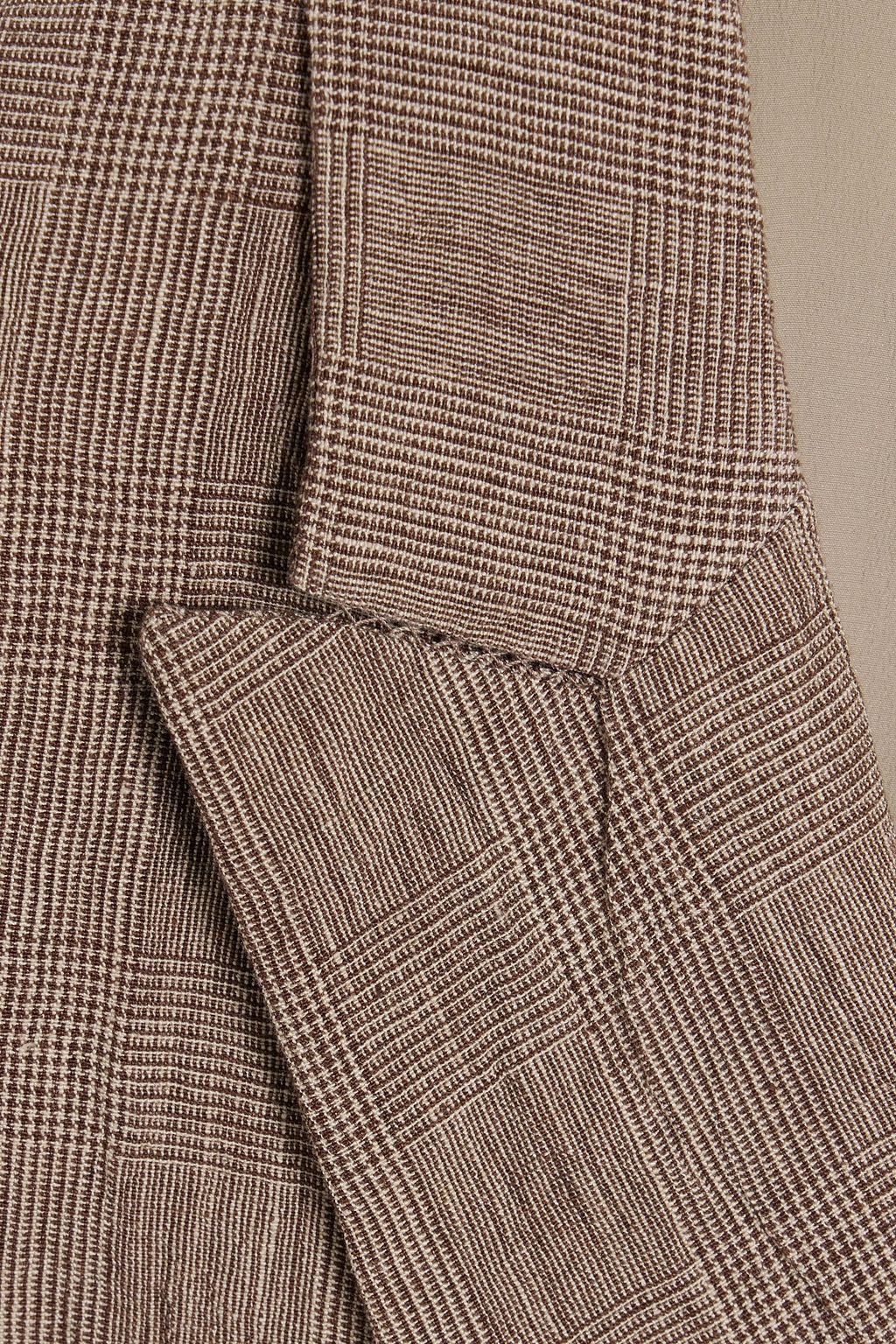 BRUNELLO CUCINELLI Double-breasted Prince of Wales checked linen blazer