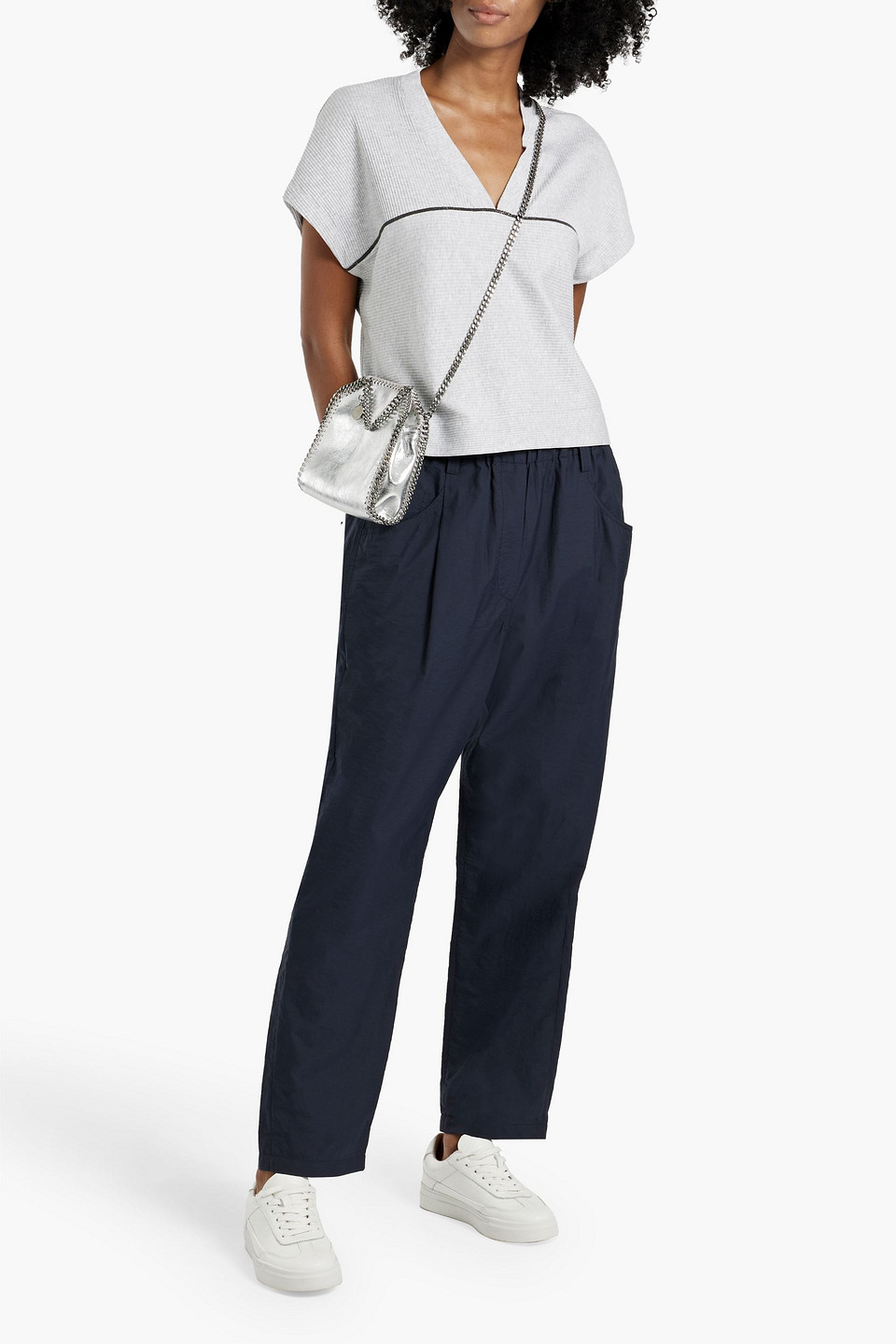 Brunello Cucinelli Cotton-blend Tapered Pants In Midnight Blue