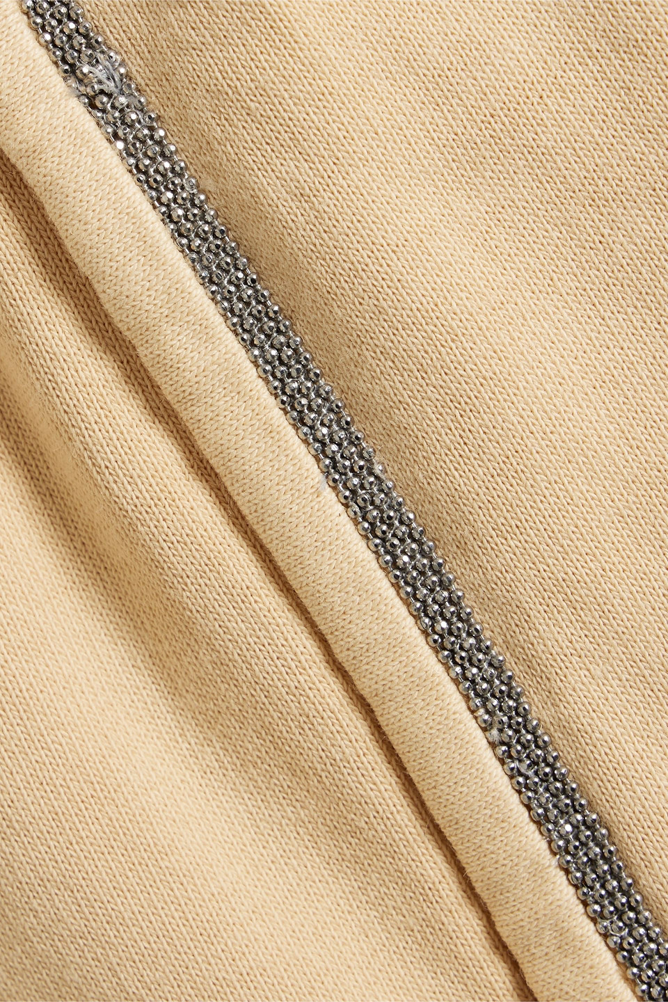 Shop Brunello Cucinelli Bead-embellished French Cotton-terry Shorts In Beige