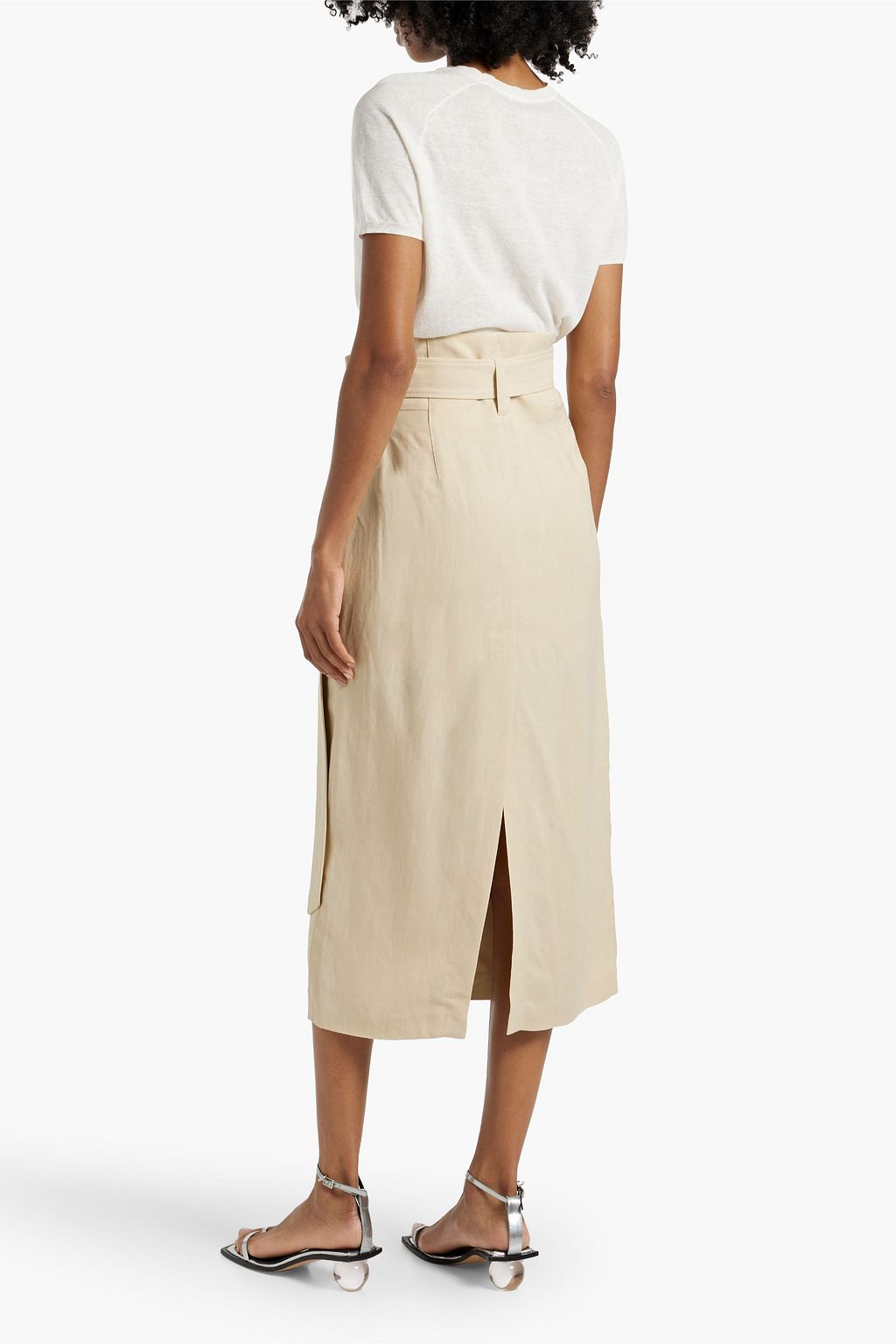 BRUNELLO CUCINELLI Belted twill midi wrap skirt
