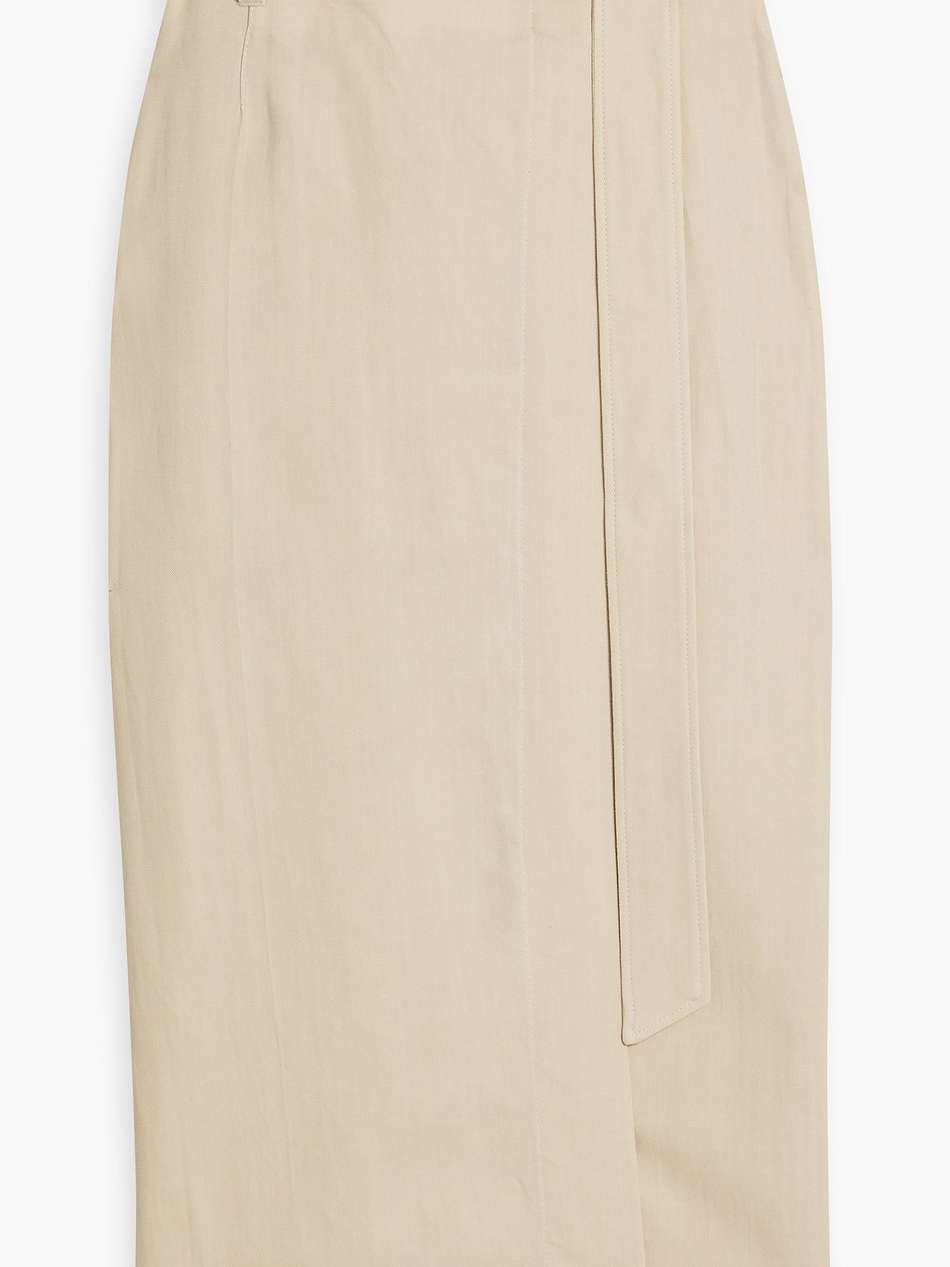 belted twill midi wrap skirt