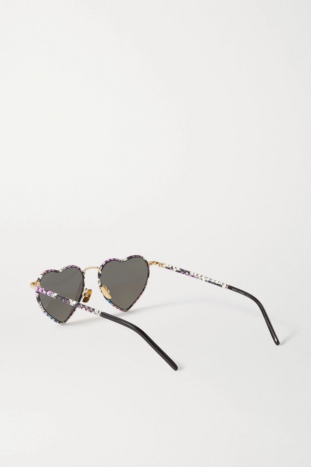 SAINT LAURENT Loulou heart-shaped snake-print acetate and gold-tone sunglasses