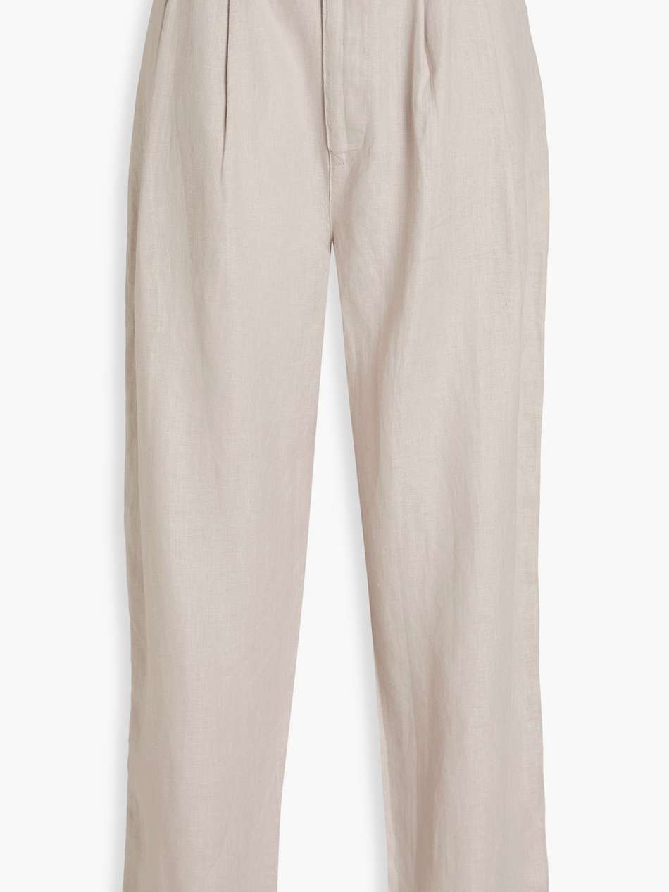 pleated linen tapered pants