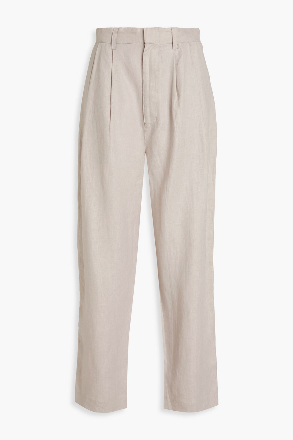 Enza Costa Pleated Linen Tapered Pants In Stone