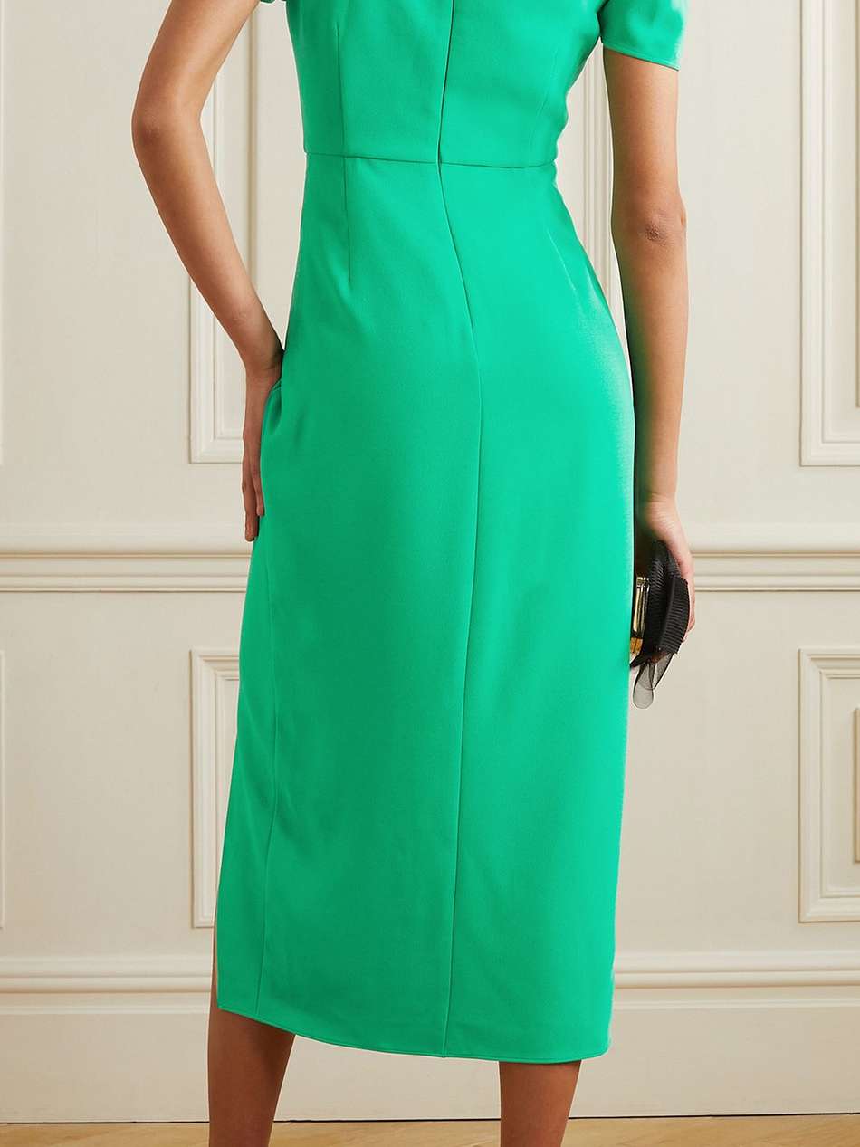 gathered crepe midi dress