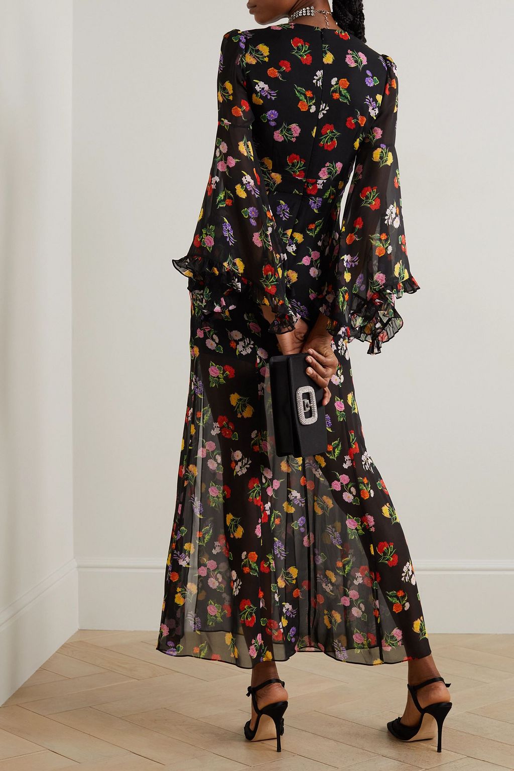 SALONI + Venyx Poppy floral-print silk-chiffon maxi dress