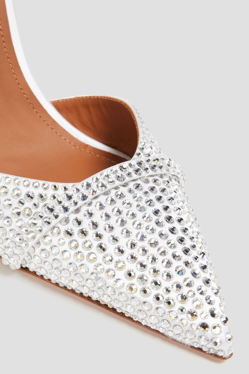 MALONE SOULIERS حذاء ميول "أوما" من الساتان بكعب مقاس 90 مزيّن بالكريستال