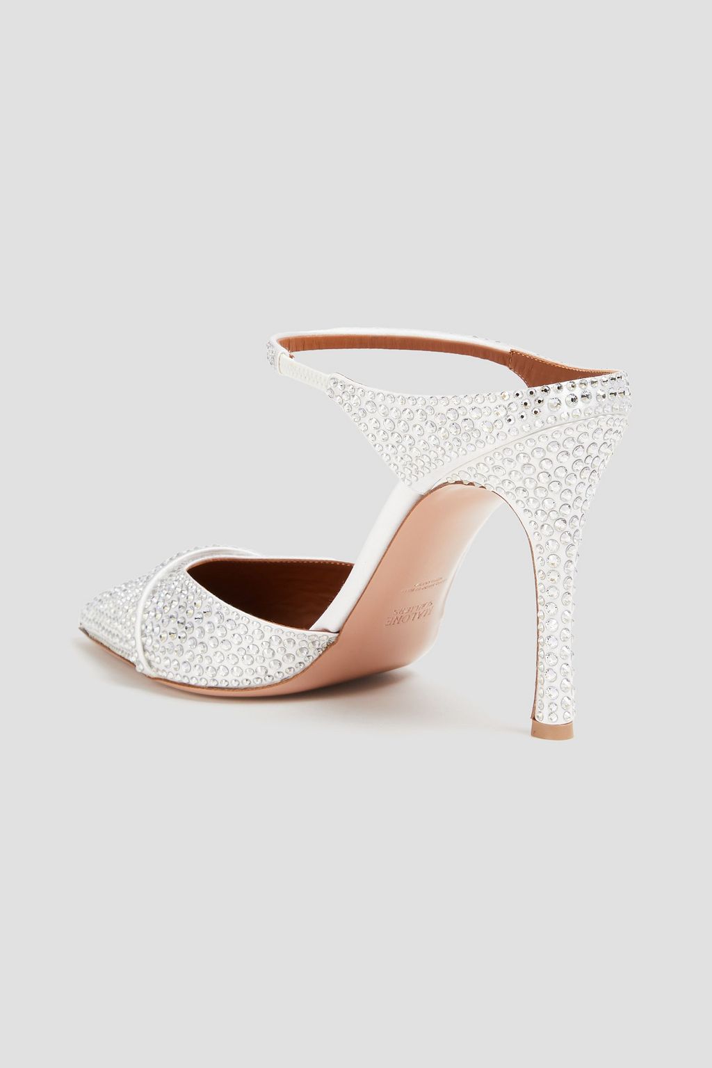 MALONE SOULIERS حذاء ميول "أوما" من الساتان بكعب مقاس 90 مزيّن بالكريستال