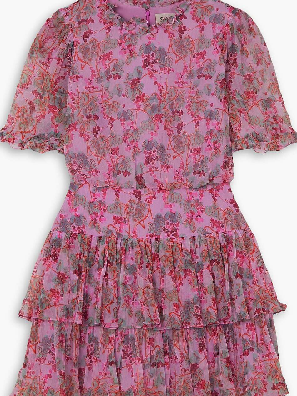 ava tiered floral-print silk-crepon mini dress
