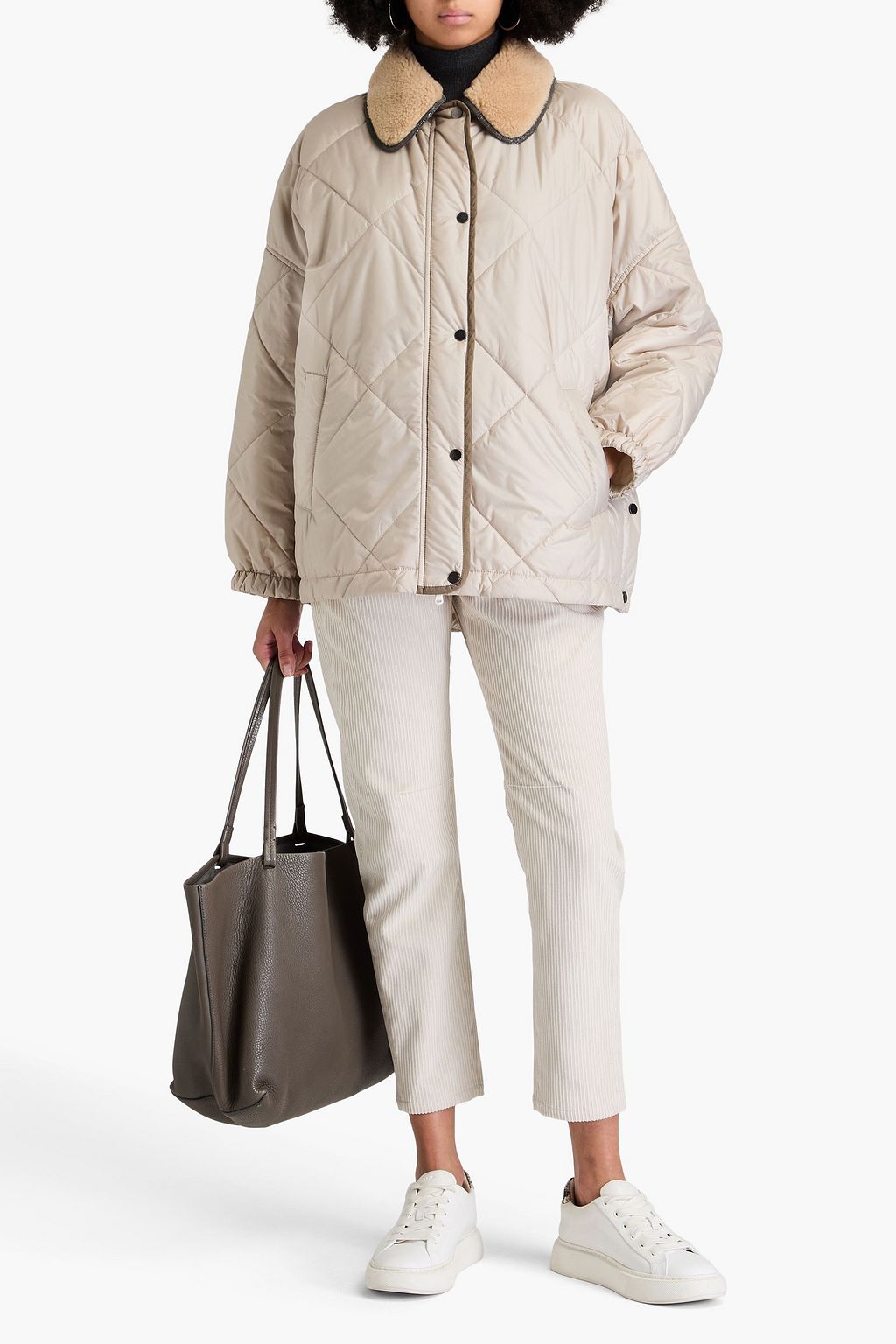 BRUNELLO CUCINELLI Bead-embellished quilted shell jacket