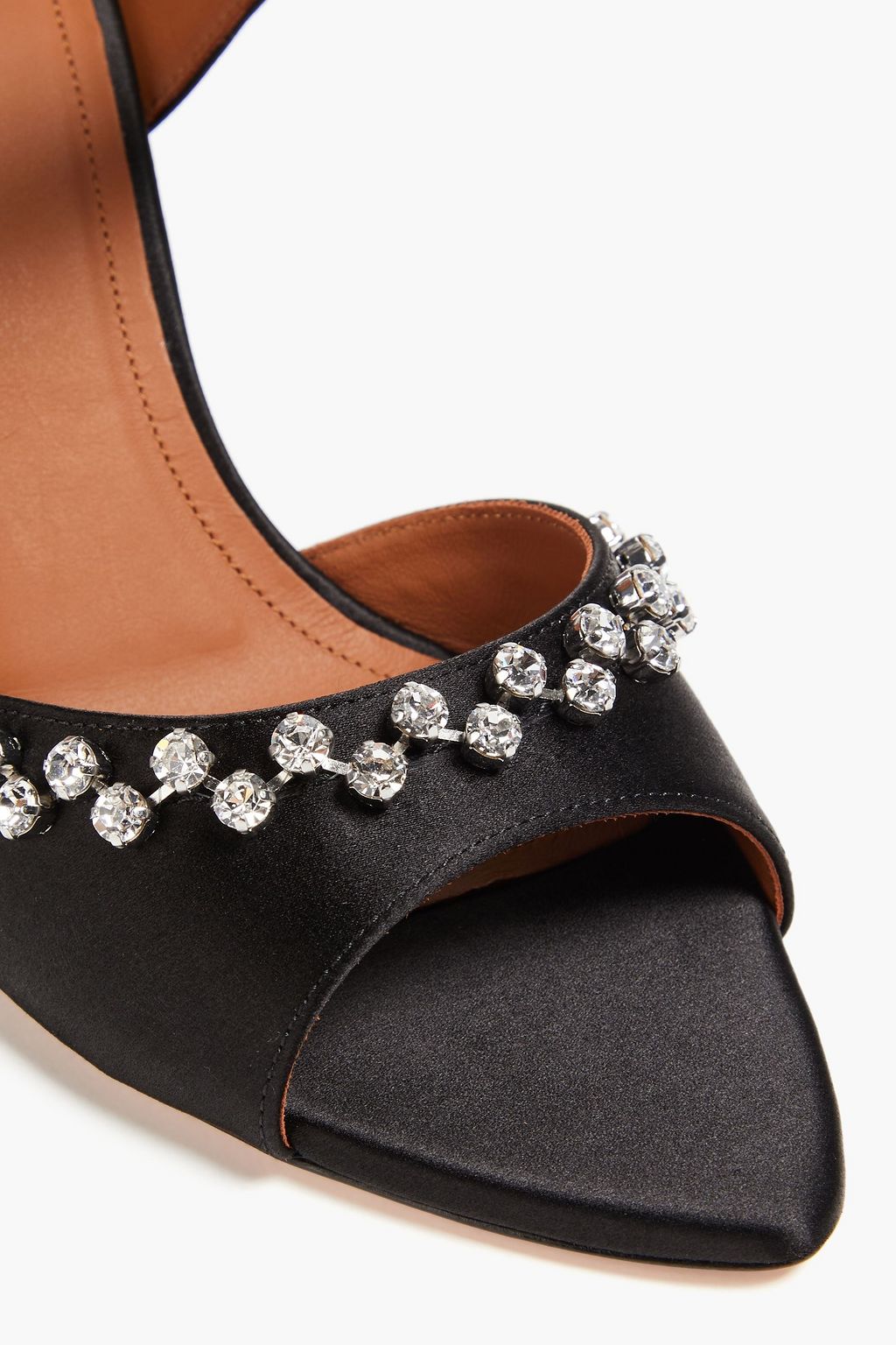 MALONE SOULIERS 탈라 90 크리스털 장식 새틴 샌들