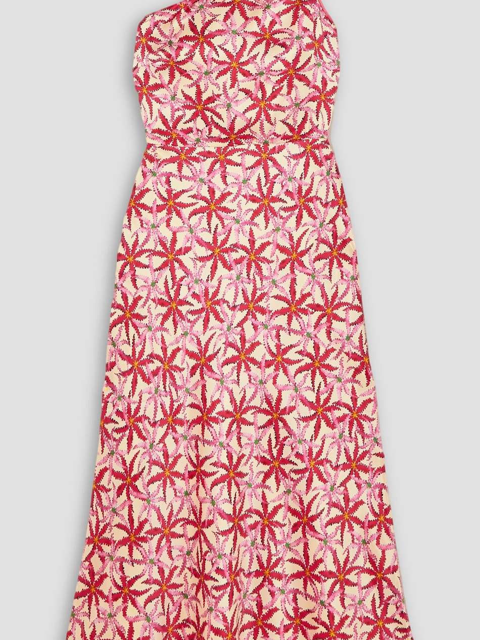 justine one-shoulder printed silk-satin midi dress