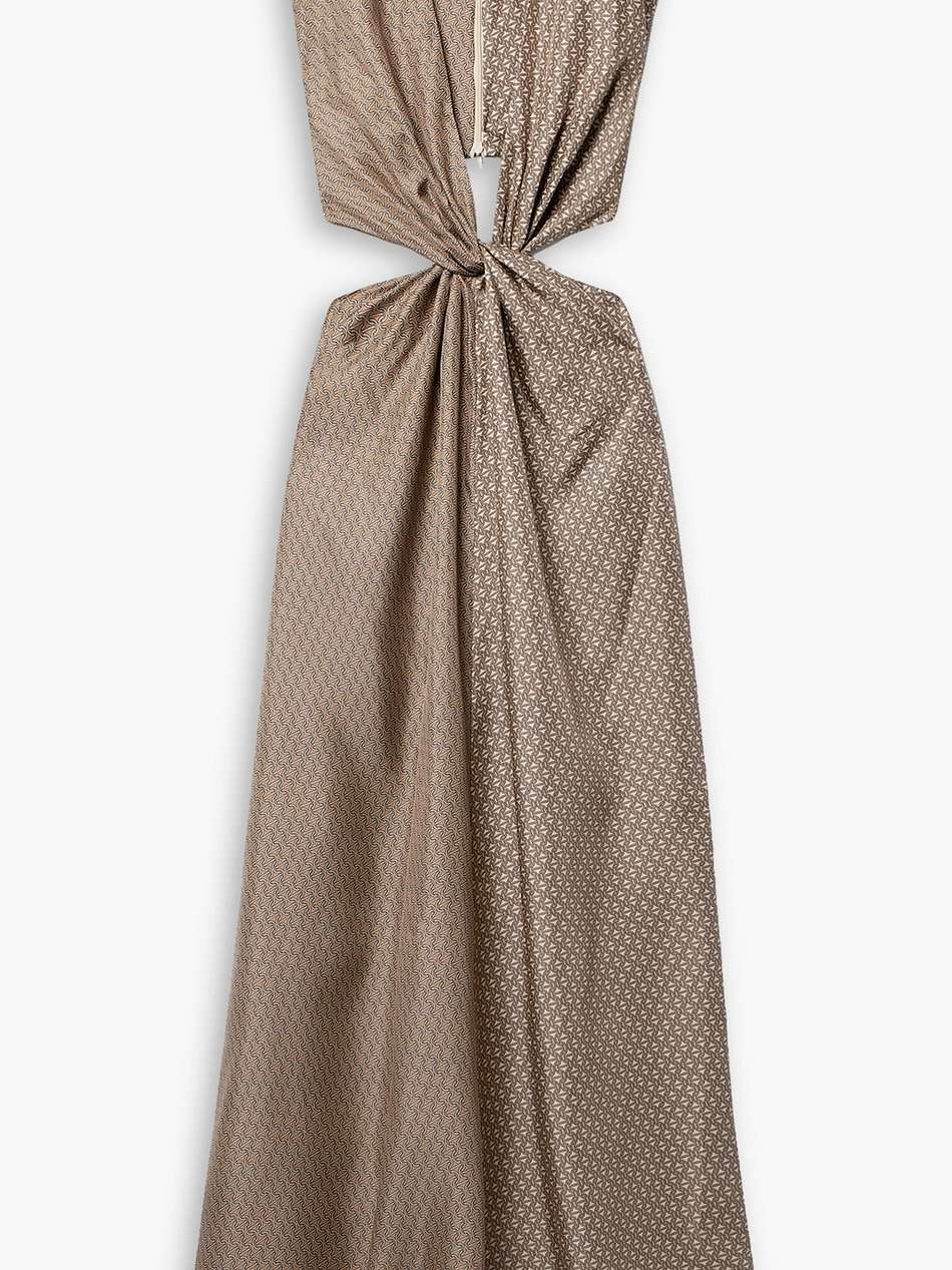linka cutout twist-front printed silk-twill maxi dress