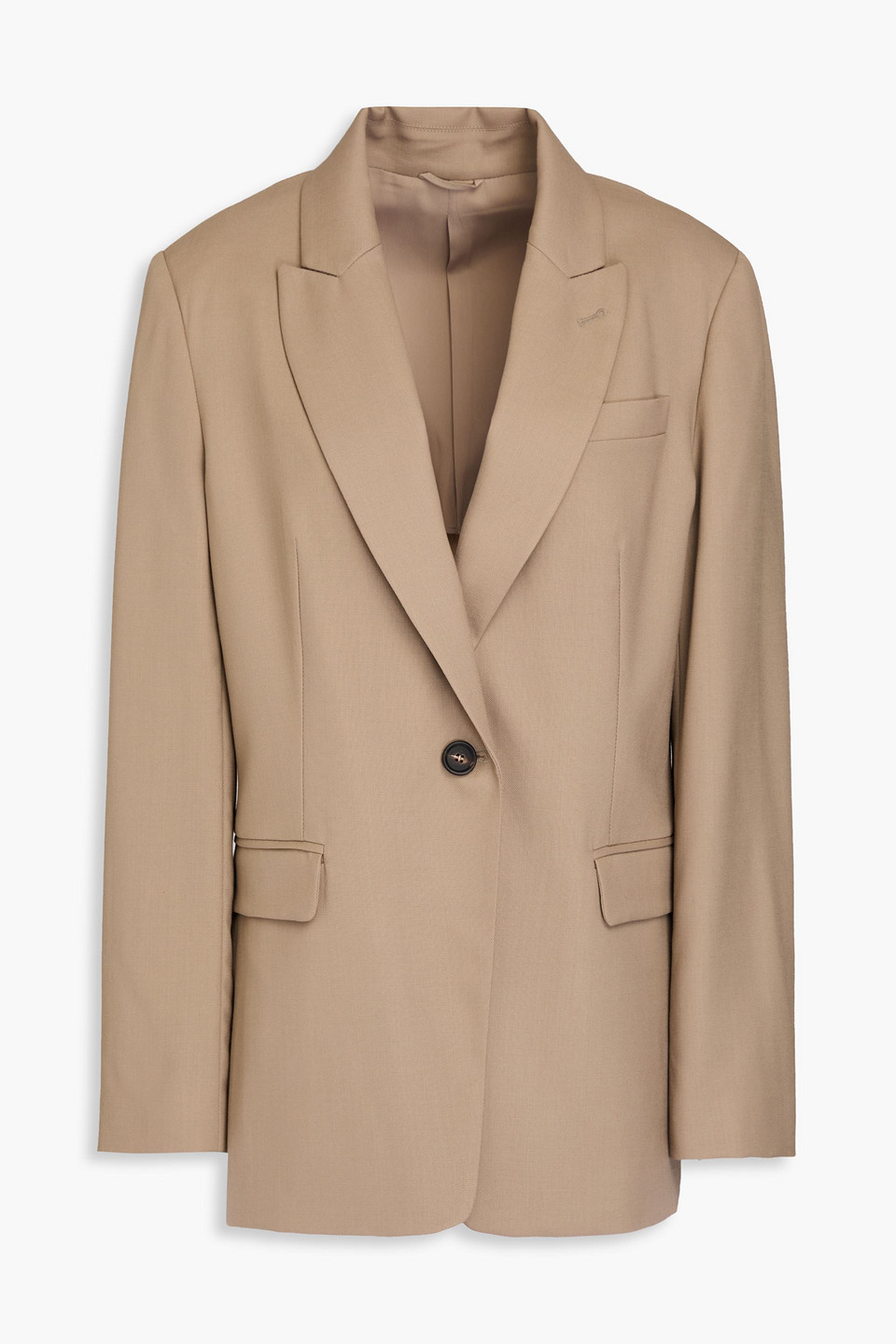 Brunello Cucinelli Bead-embellished Grain De Poudre Wool Blazer In Neutral