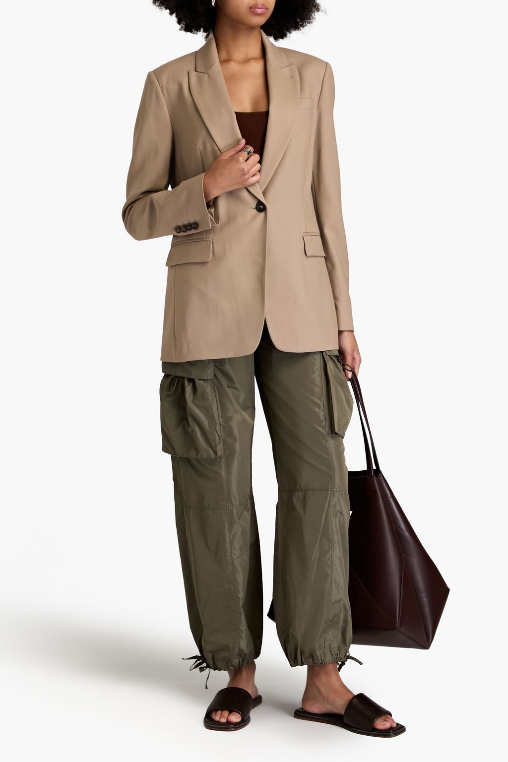 BRUNELLO CUCINELLI Bead-embellished grain de poudre wool blazer