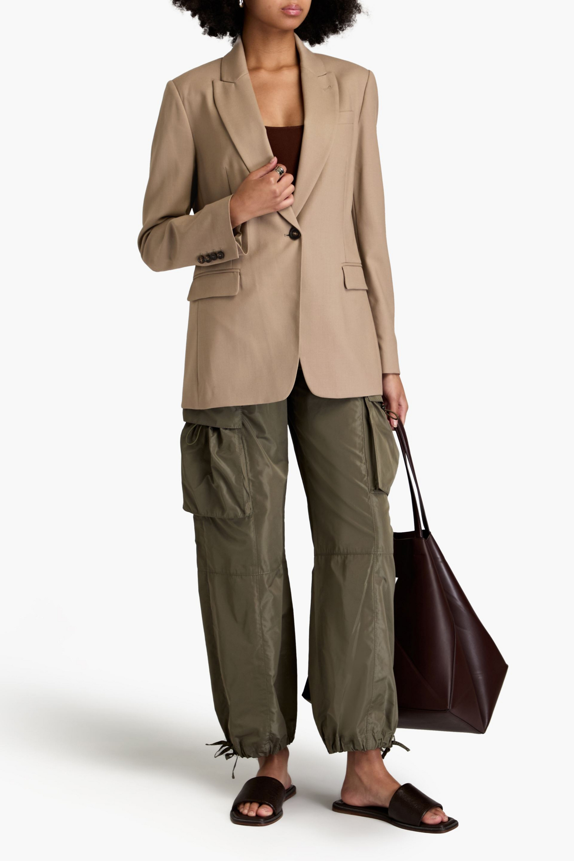 Brunello Cucinelli Bead-embellished grain de poudre wool blazer