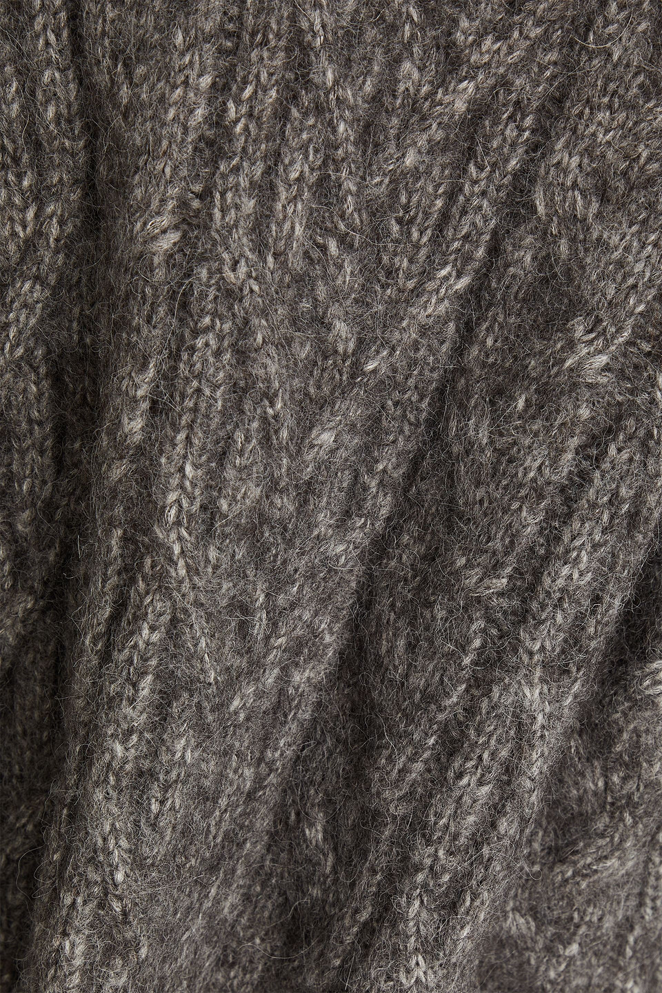 Nili Lotan Cable-knit Alpaca, Cotton And Wool-blend Turtleneck Sweater In Dark Gray