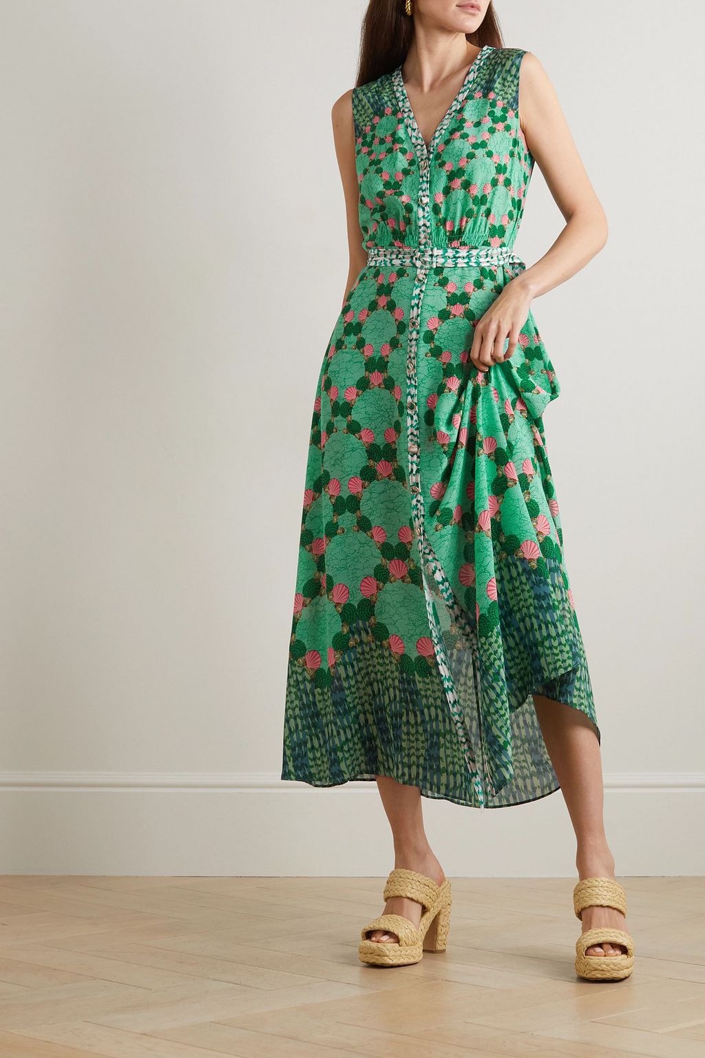 SALONI Lea printed silk-chiffon maxi dress