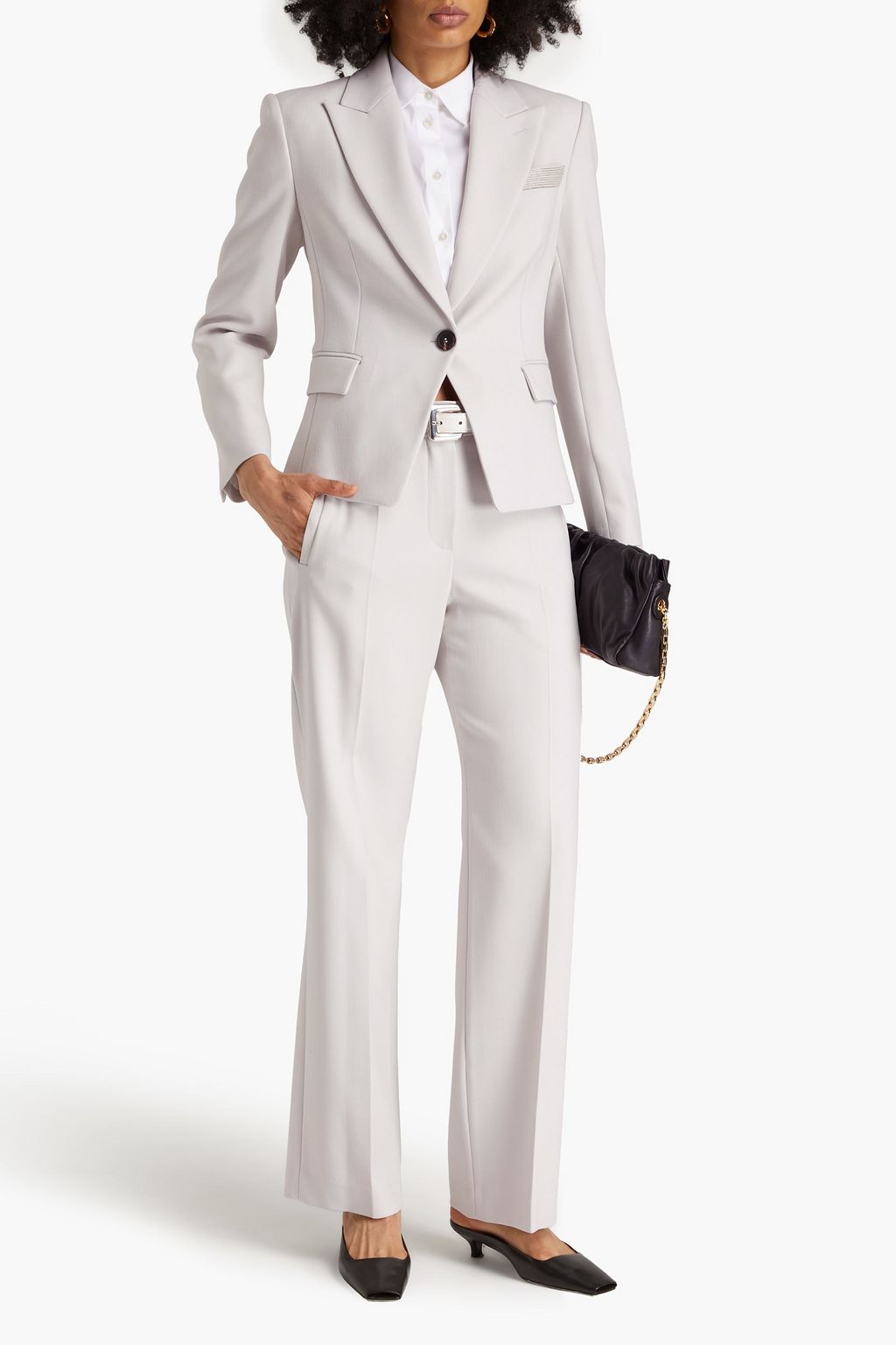 BRUNELLO CUCINELLI Bead-embellished wool-blend twill blazer
