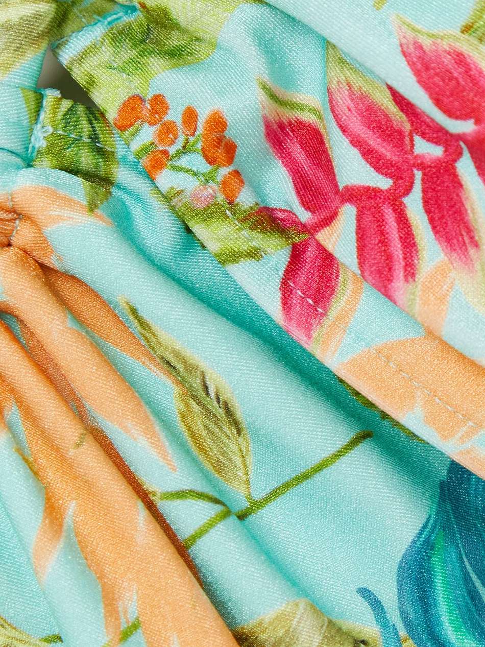 tropicalia crochet-trimmed printed stretch-velvet midi dress