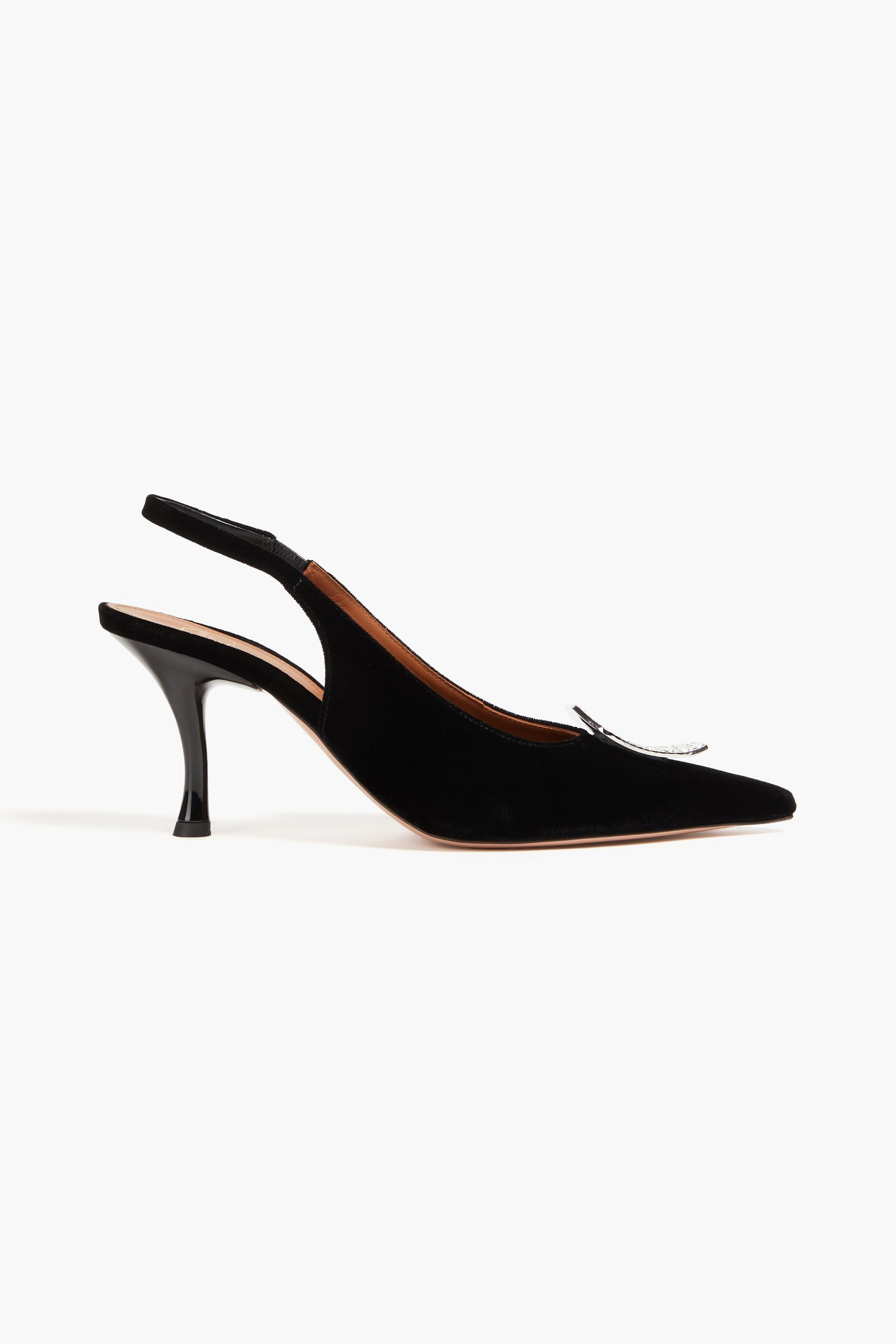 Malone Souliers Vilma 70 embellished velvet slingback pumps
