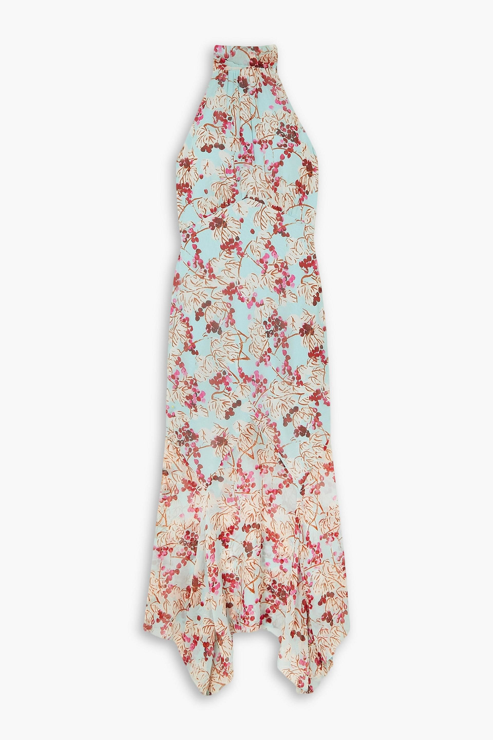 Lila printed silk crepe de chine halterneck midi dress