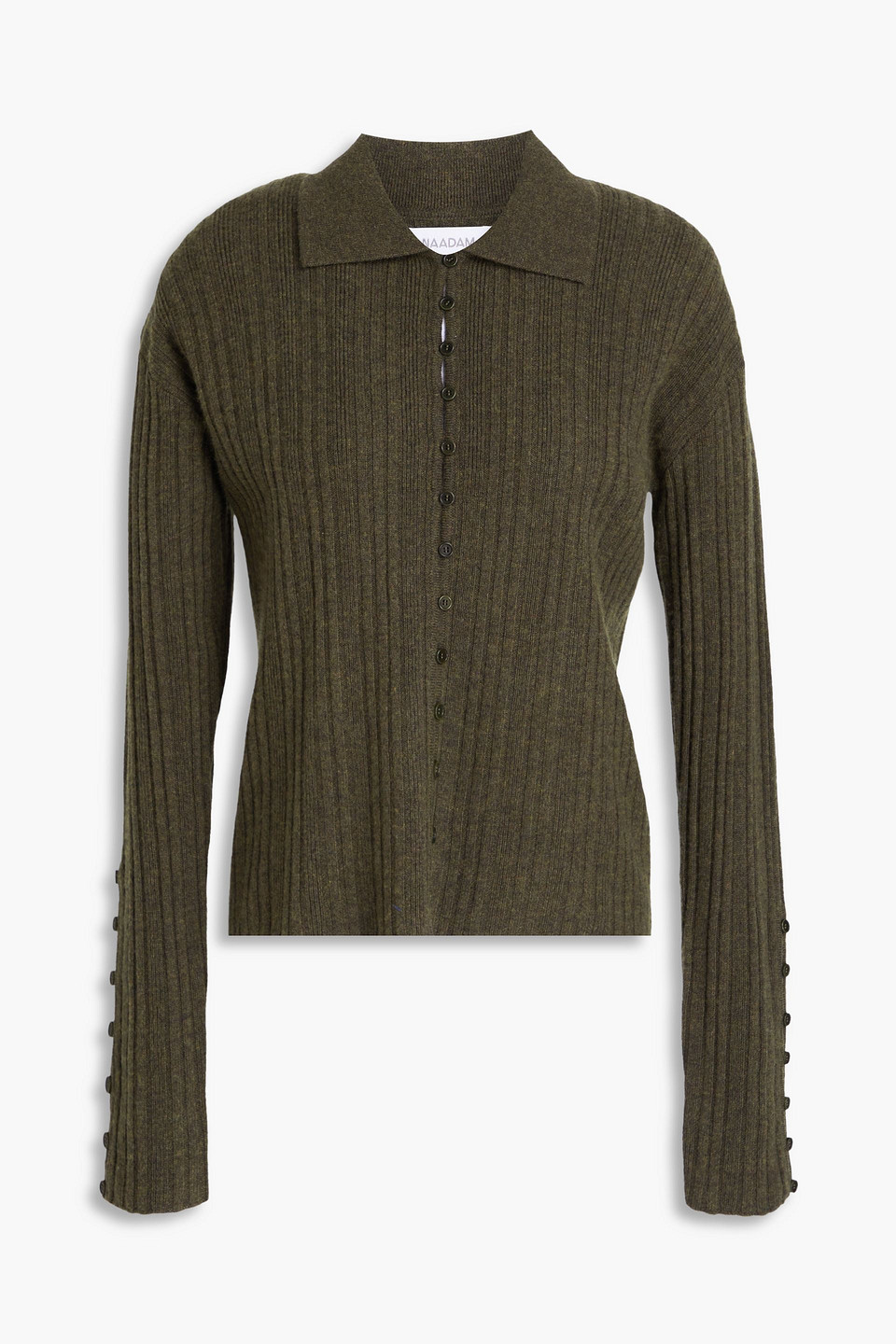 Naadam Mélange Wool And Cashmere-blend Cardigan In Army Green
