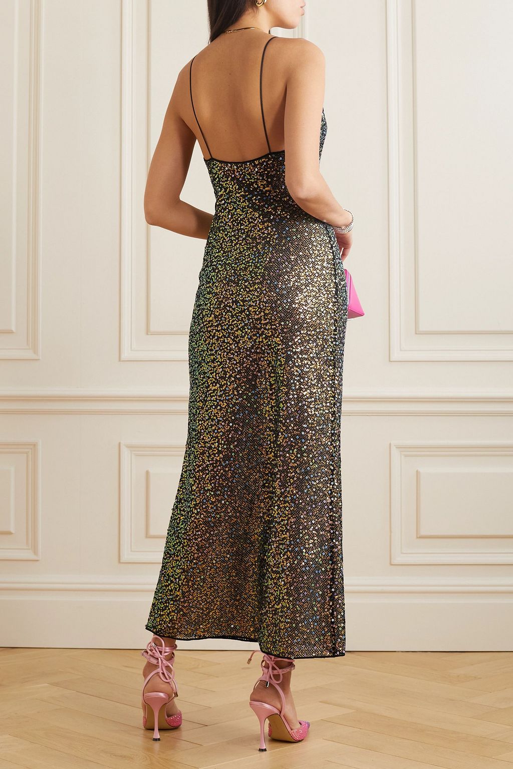 OSÉREE Sequined mesh maxi dress