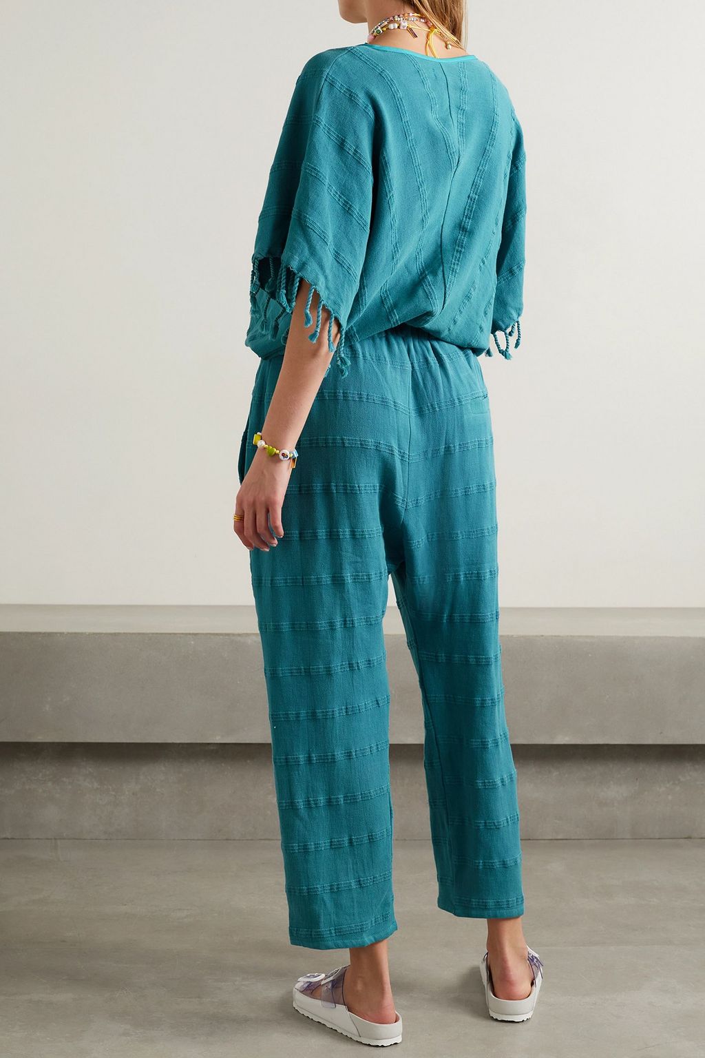 PARADISED Merri wrap-effect fringed cotton jumpsuit