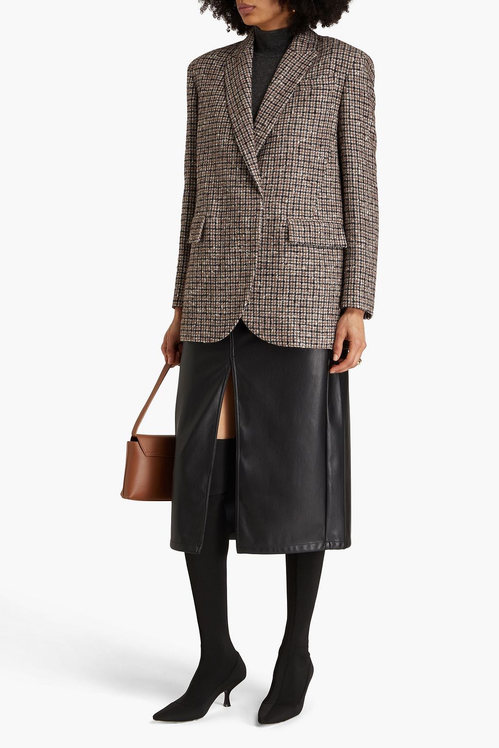 BRUNELLO CUCINELLI Gingham wool-blend bouclé-tweed blazer