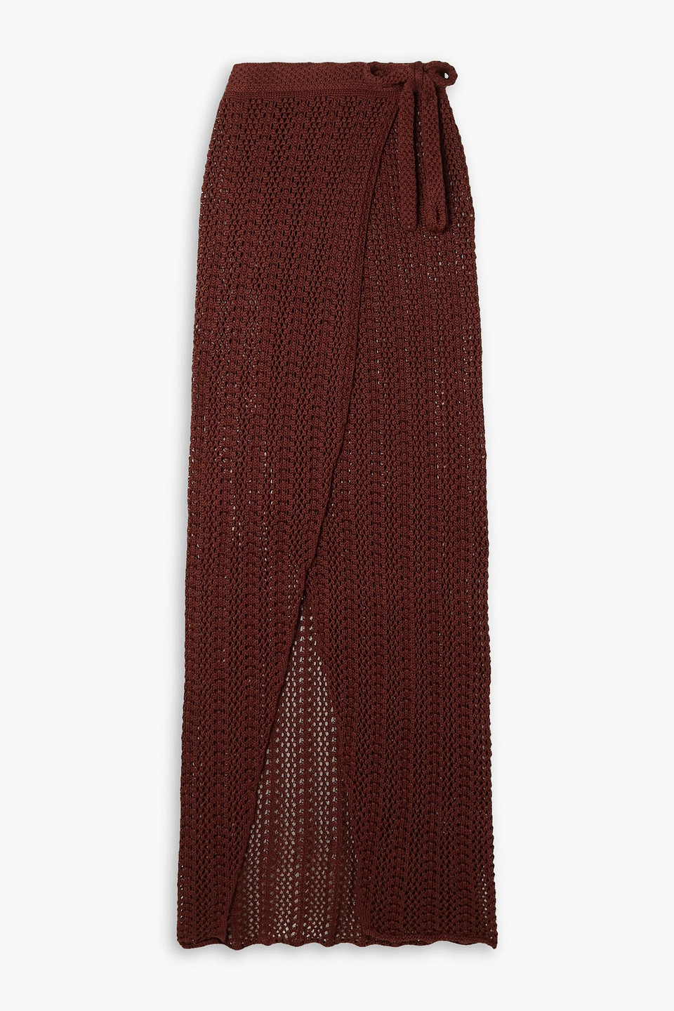 Savannah Morrow Kirra Crocheted Pima Cotton Maxi Wrap Skirt In Dark Brown