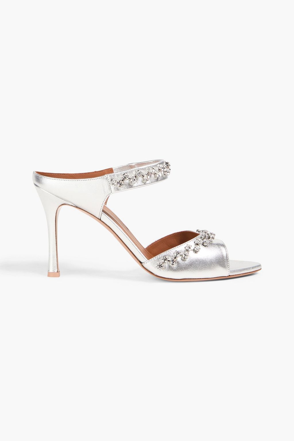 Metallic leather sandal with crystals 2025