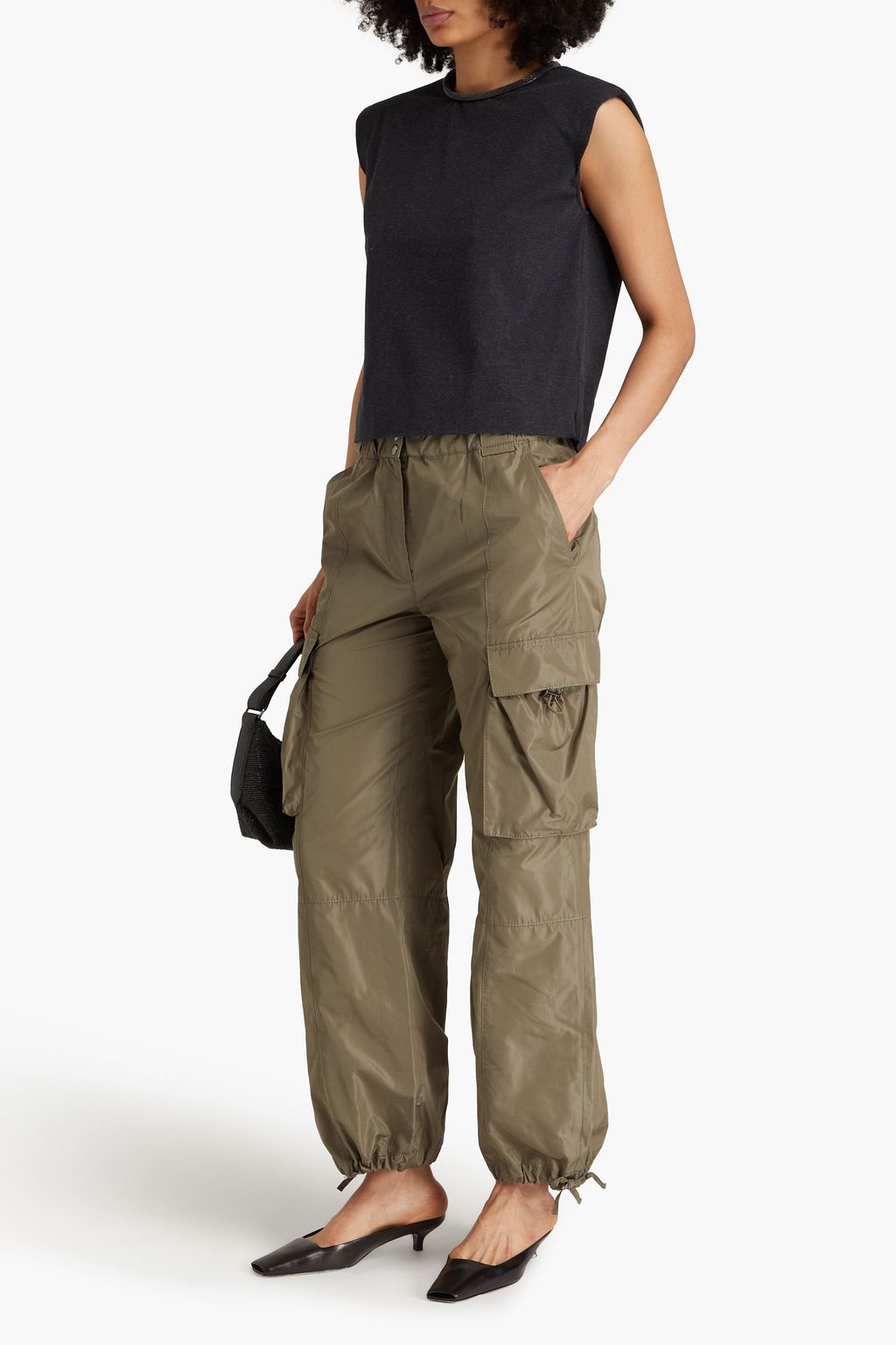 BRUNELLO CUCINELLI Oberteil aus Stretch-Baumwoll-Jersey mit Zierperlen