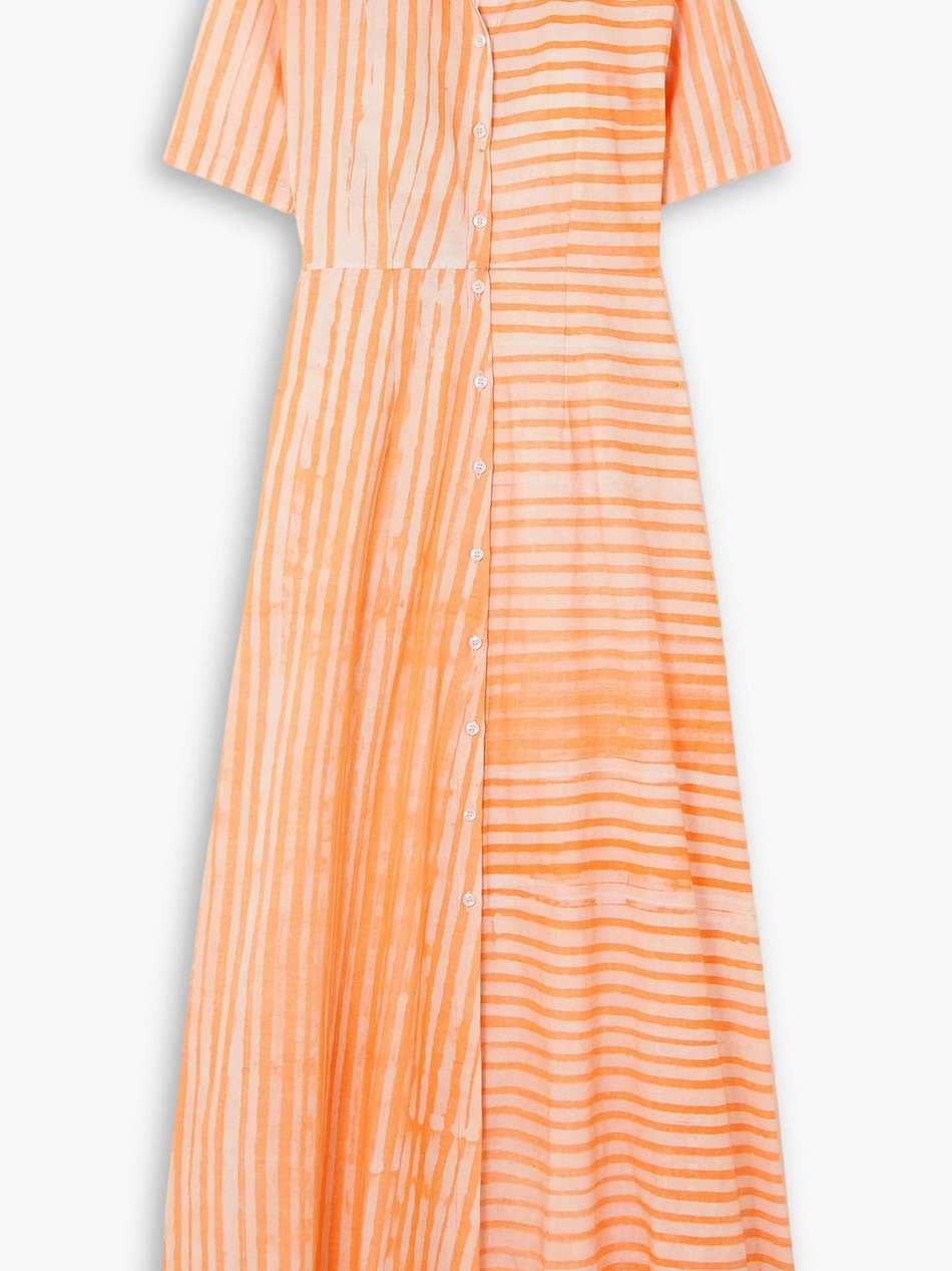 printed cotton midi shirt dress