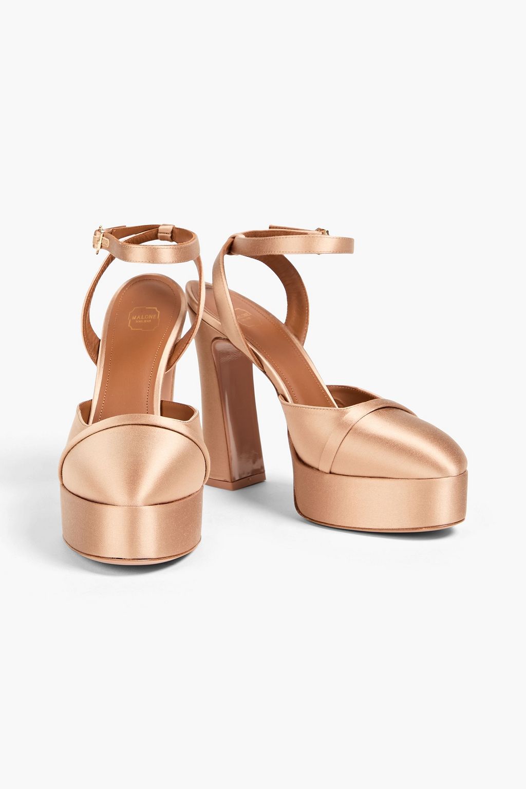 MALONE SOULIERS حذاء بامب "مورا" بنعل سميك من الساتان بكعب مقاس 125