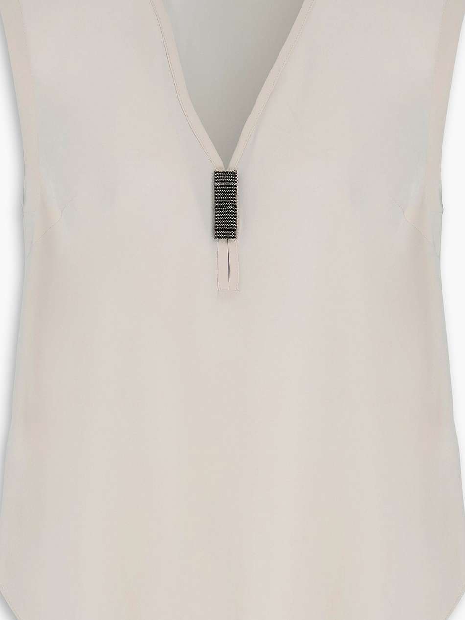 bead-embellished silk crepe de chine top