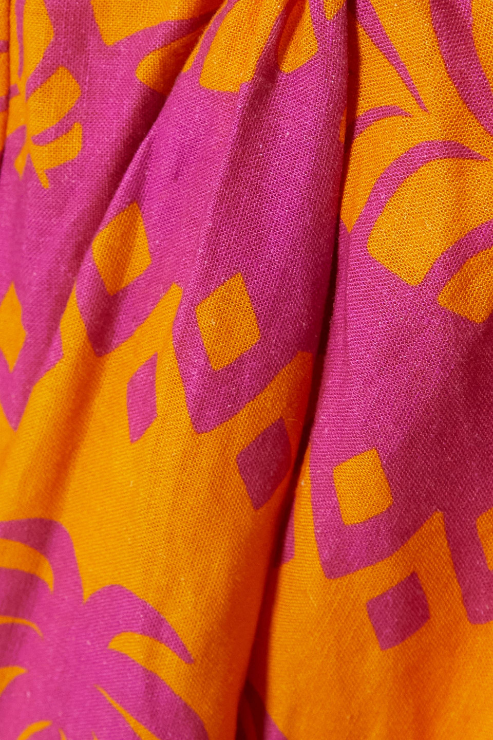 FARM RIO CUTOUT PRINTED LINEN-BLEND MINI DRESS